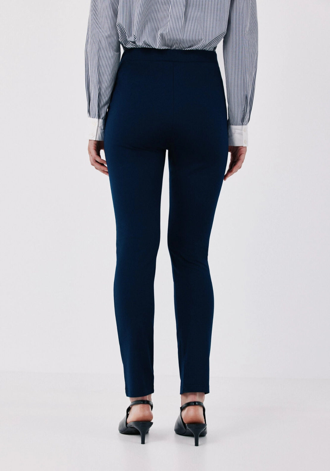 Elastic Waistband Legging With Snaps - Navy