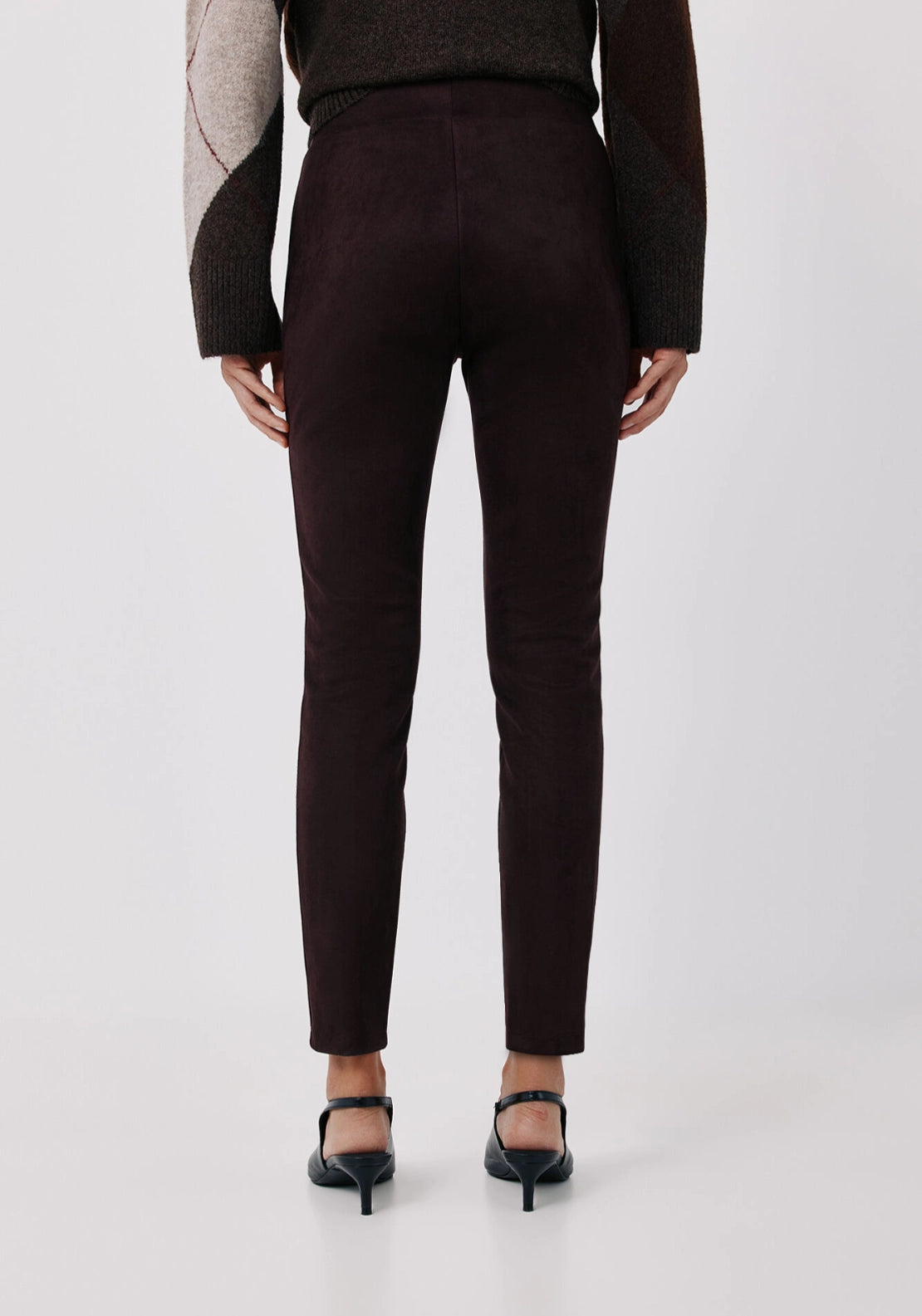Flexible Suede Effect Joggers - Dark Brown