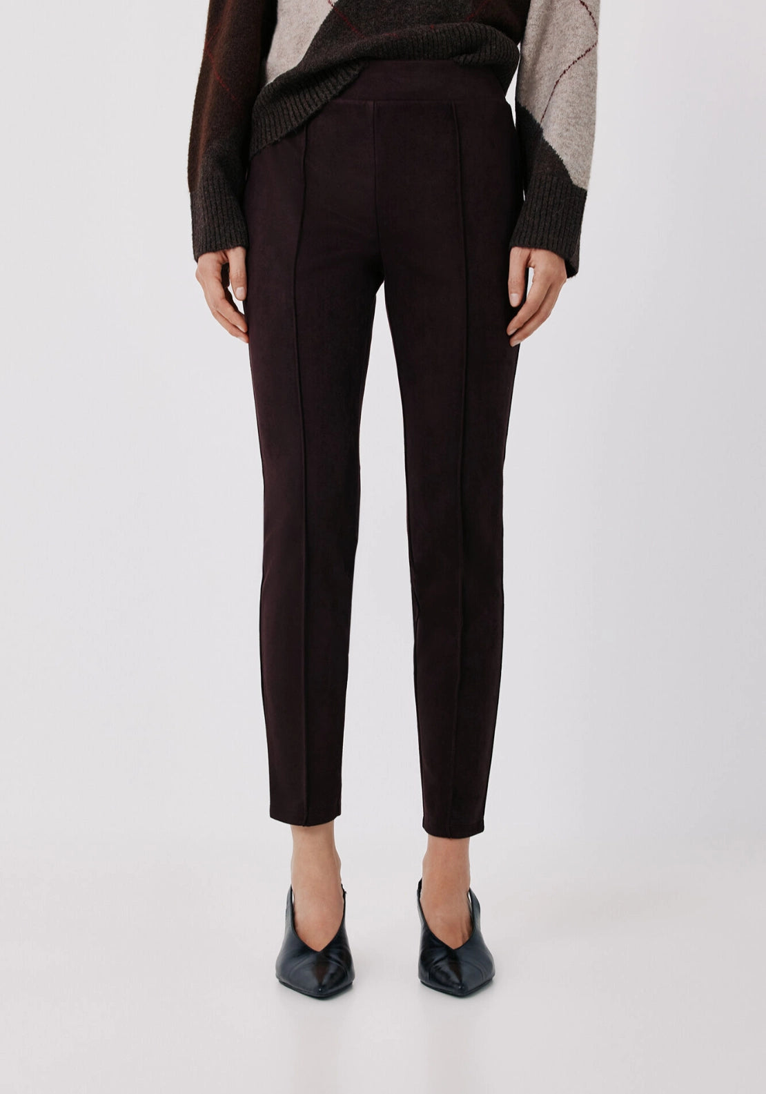 Flexible Suede Effect Joggers - Dark Brown