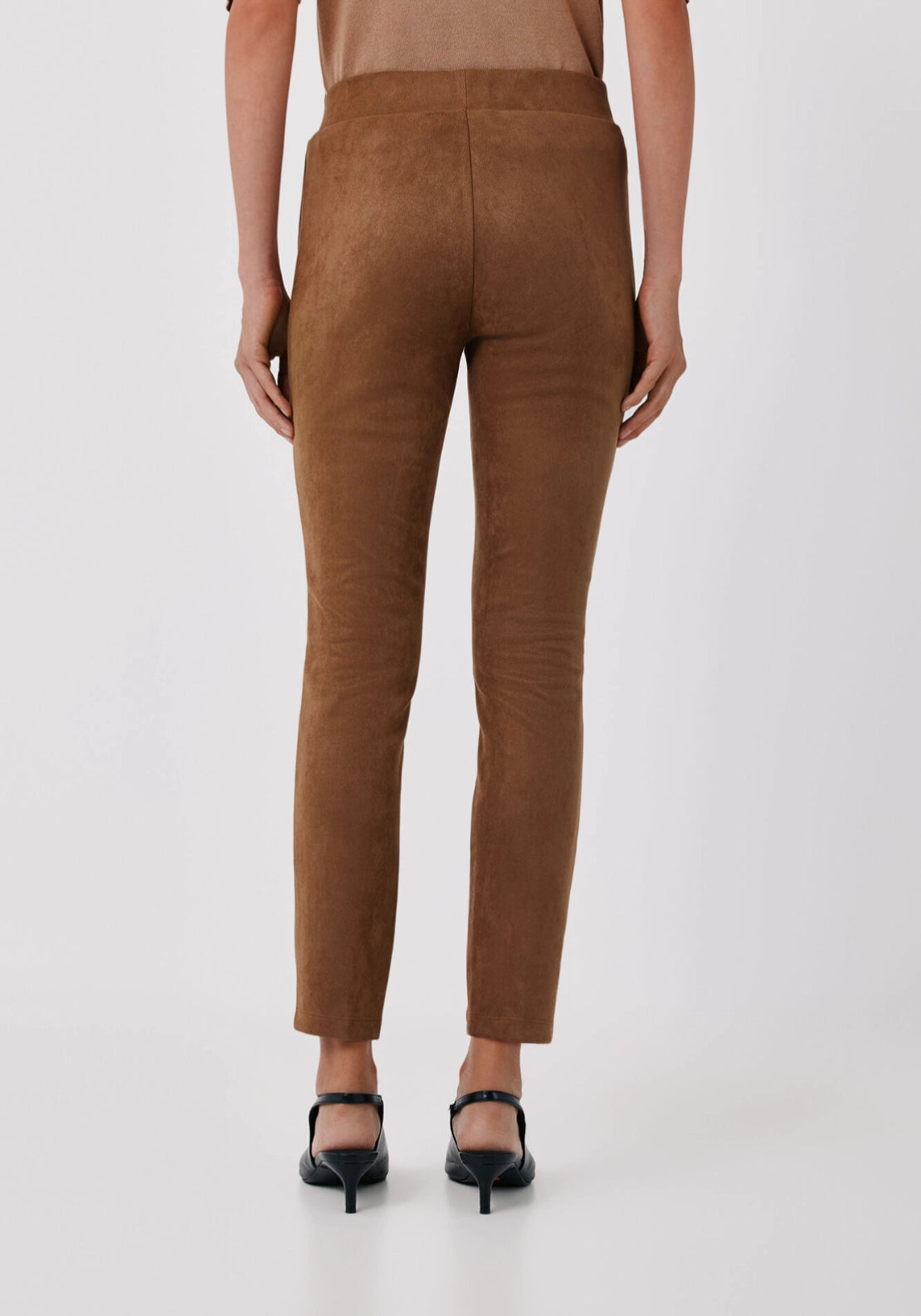 Flexible Suede Effect Joggers - Beige/camel