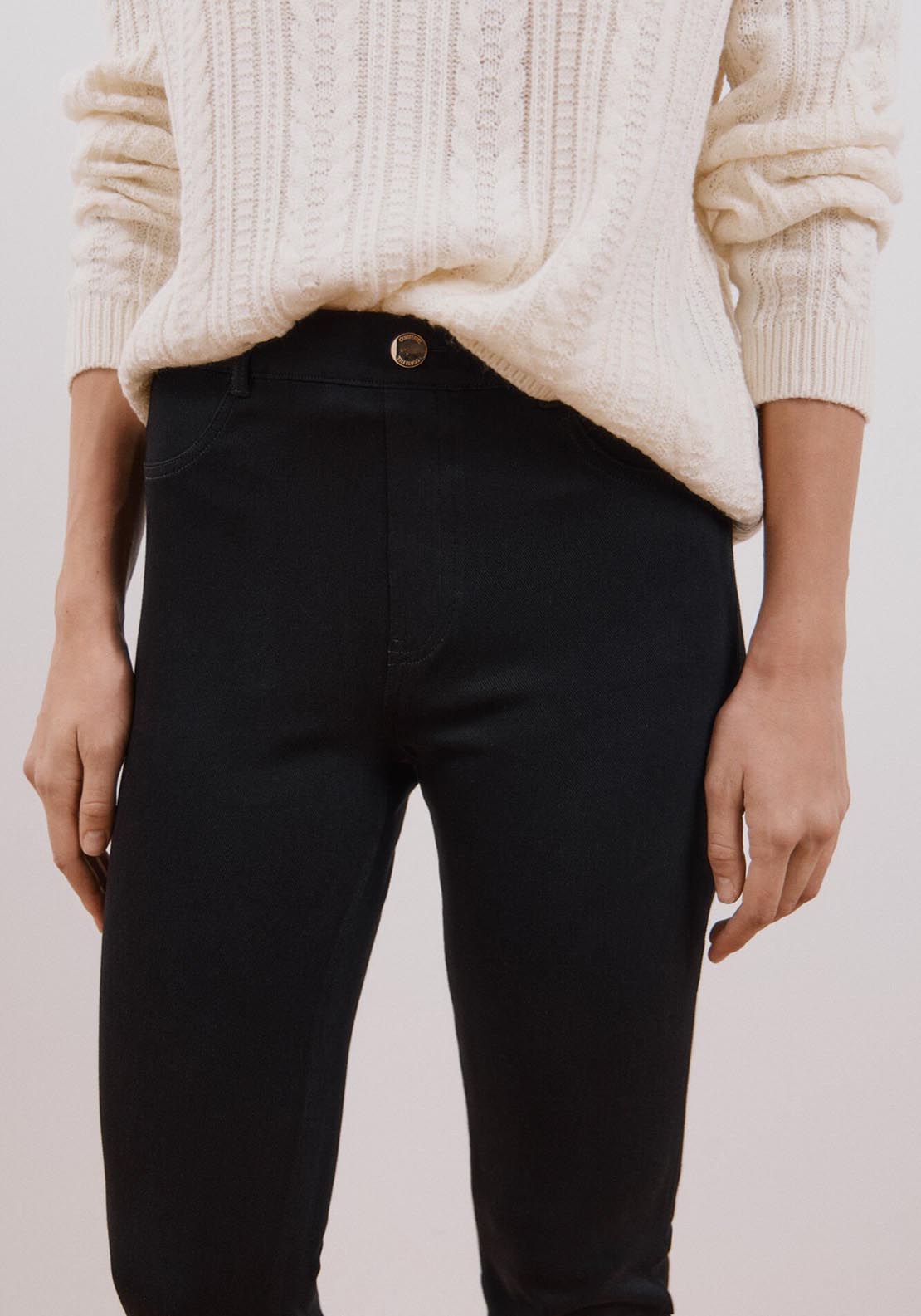 Cortefiel Leggings With Button Detail - Black 5 Shaws Department Stores