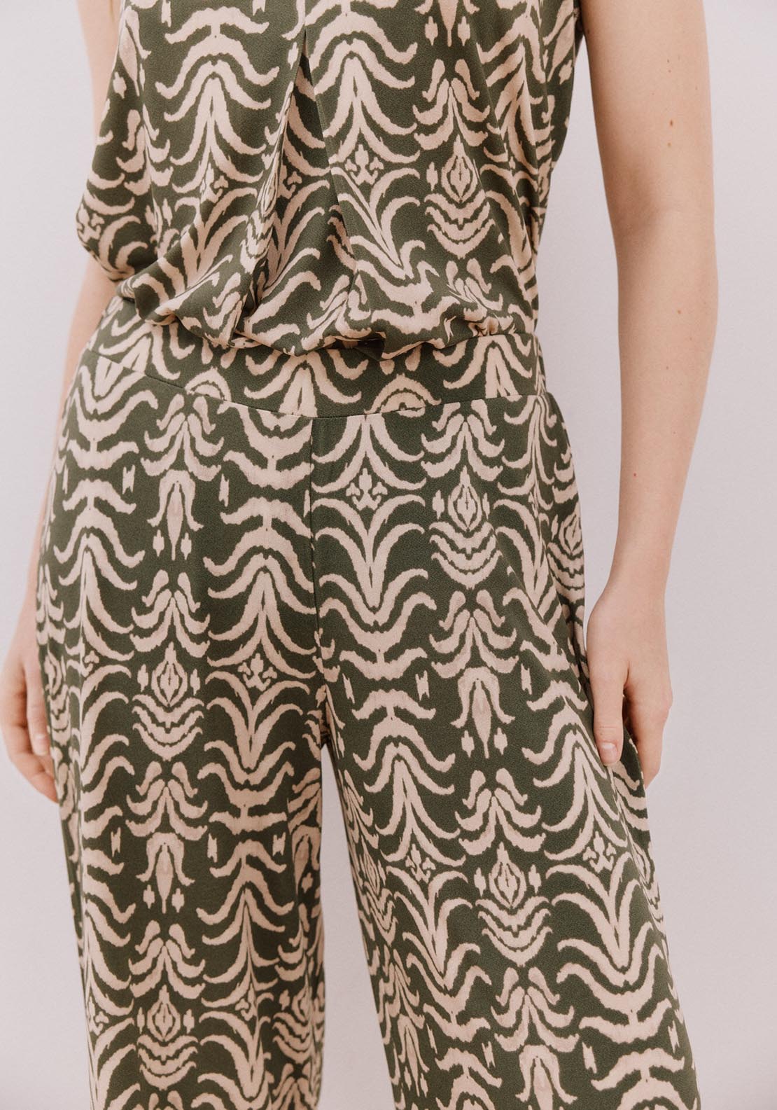 Cortefiel Printed Knit Trousers - Green Print 4 Shaws Department Stores