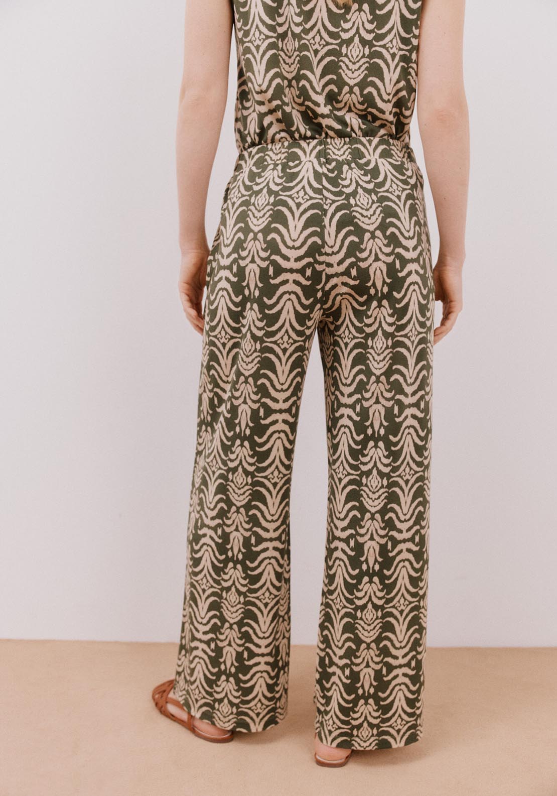 Cortefiel Printed Knit Trousers - Green Print 3 Shaws Department Stores
