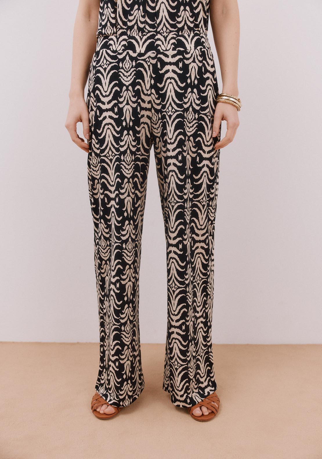 Cortefiel Printed Knit Trousers - White Print 2 Shaws Department Stores