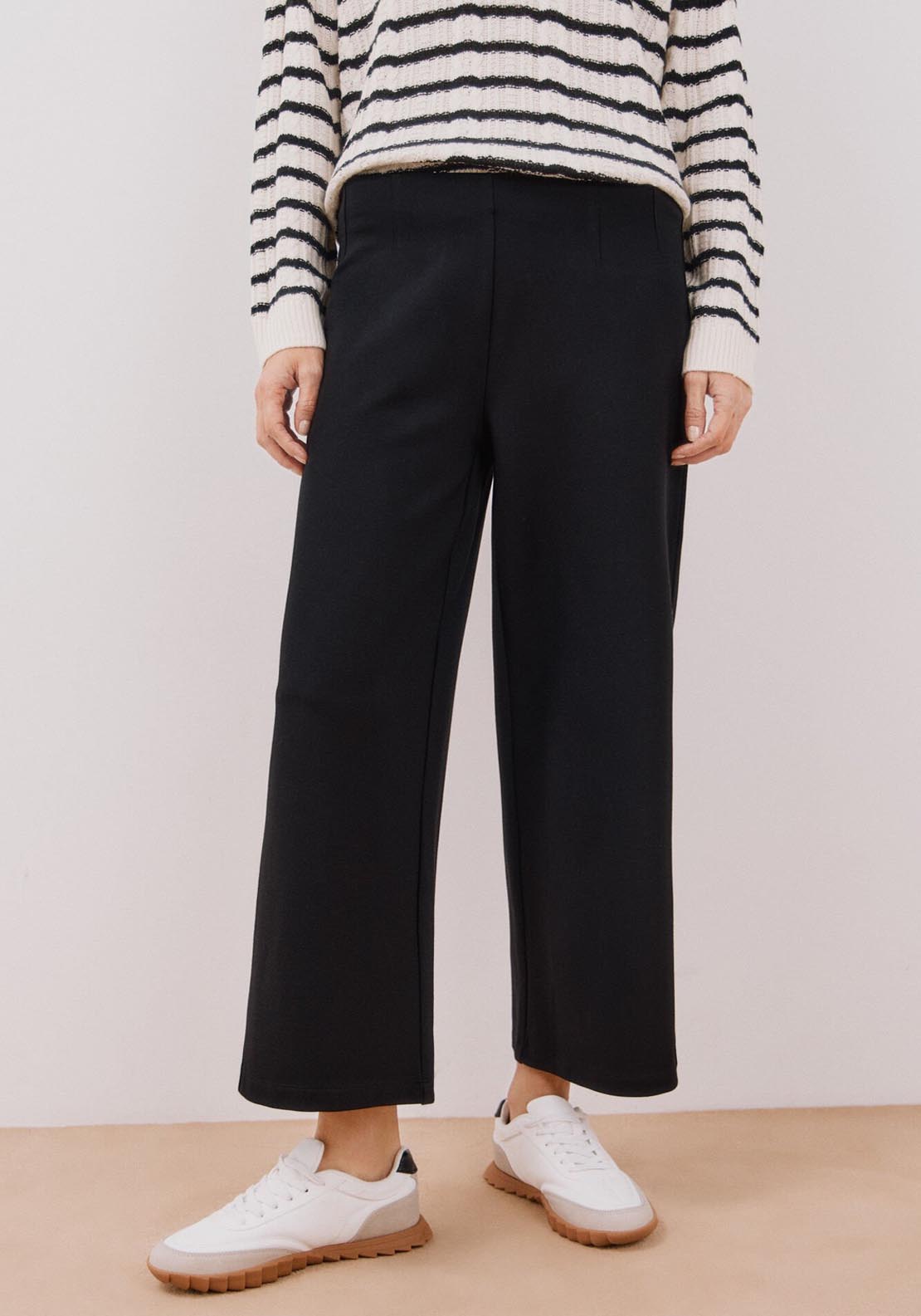 Cortefiel Palazzo Cut Trousers - Black 2 Shaws Department Stores