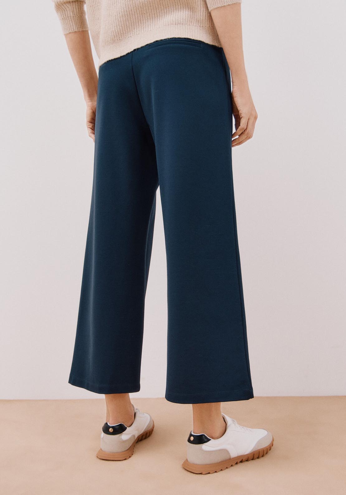Cortefiel Knit Palazzo Trousers - Navy 4 Shaws Department Stores