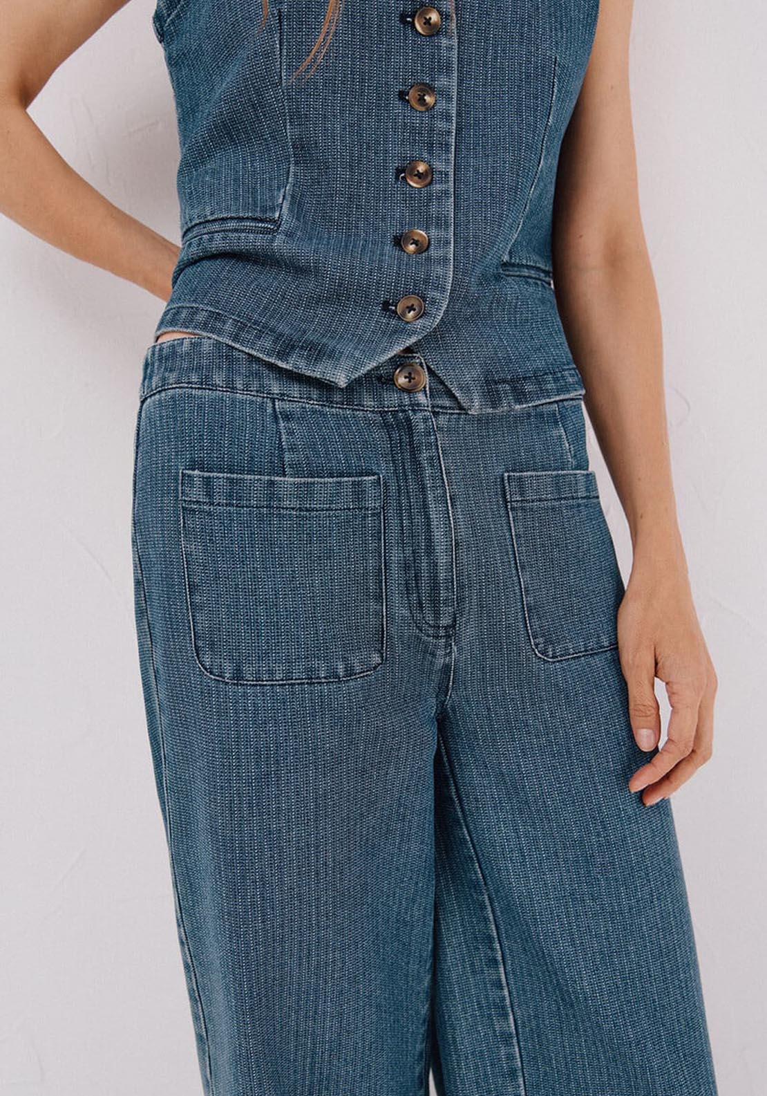 Textured Marine Trousers - Blue