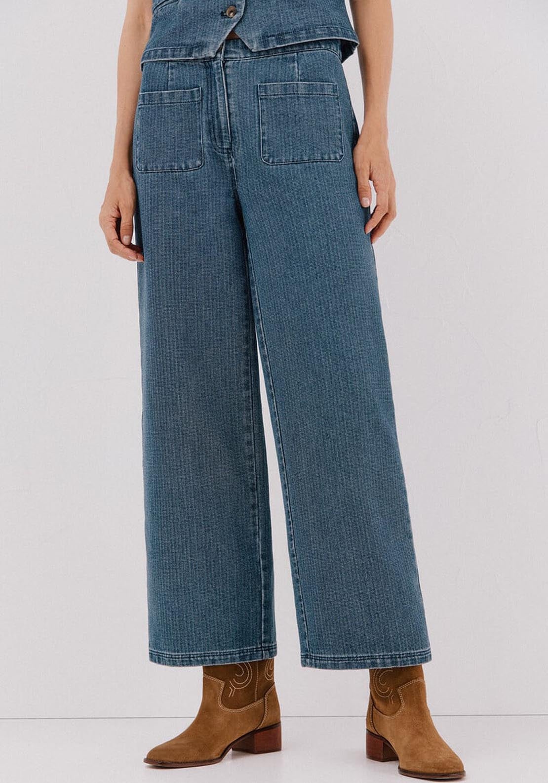 Textured Marine Trousers - Blue
