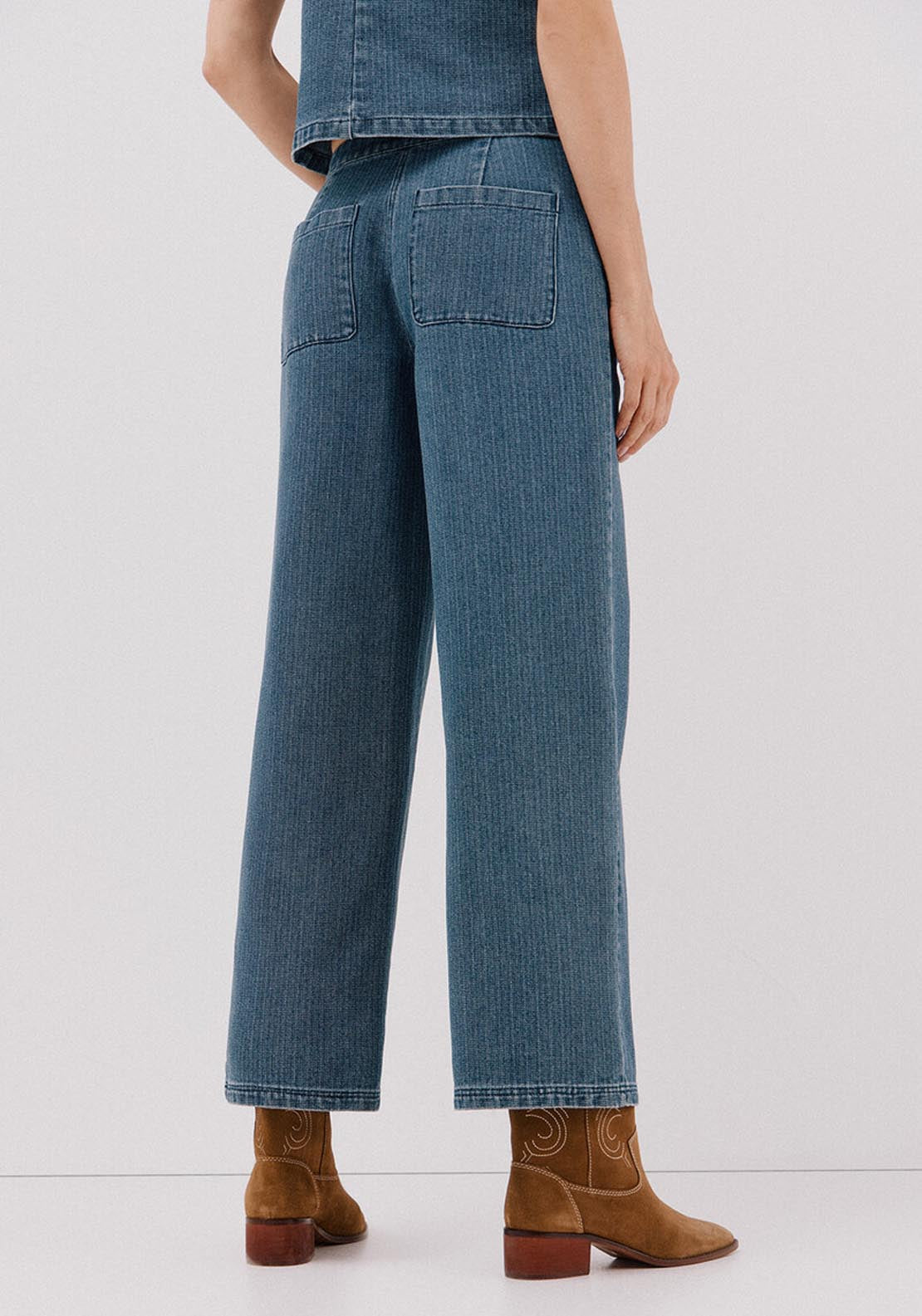 Textured Marine Trousers - Blue