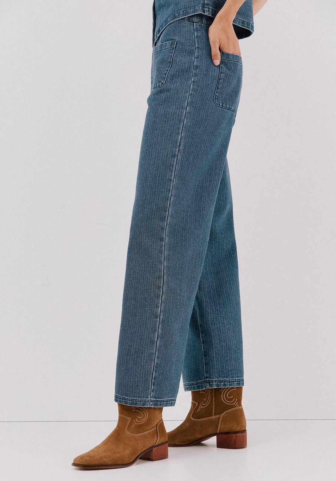 Textured Marine Trousers - Blue