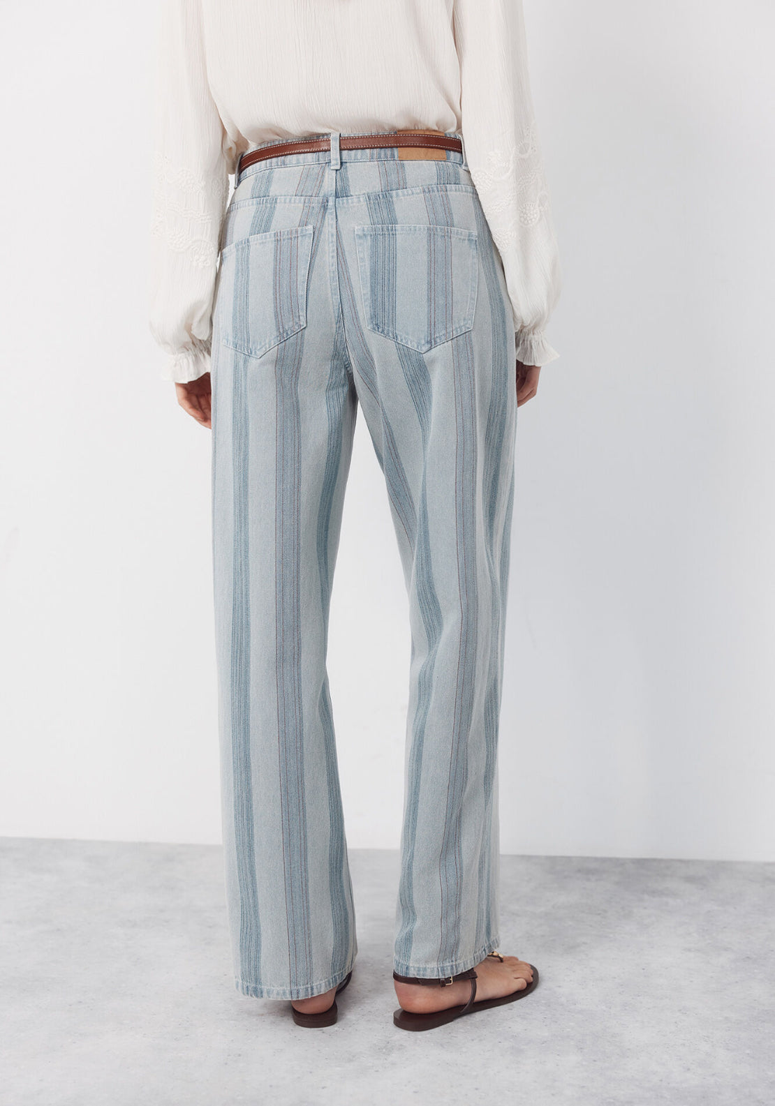 Cortefiel Straight Leg Striped Jeans - Blue 2 Shaws Department Stores