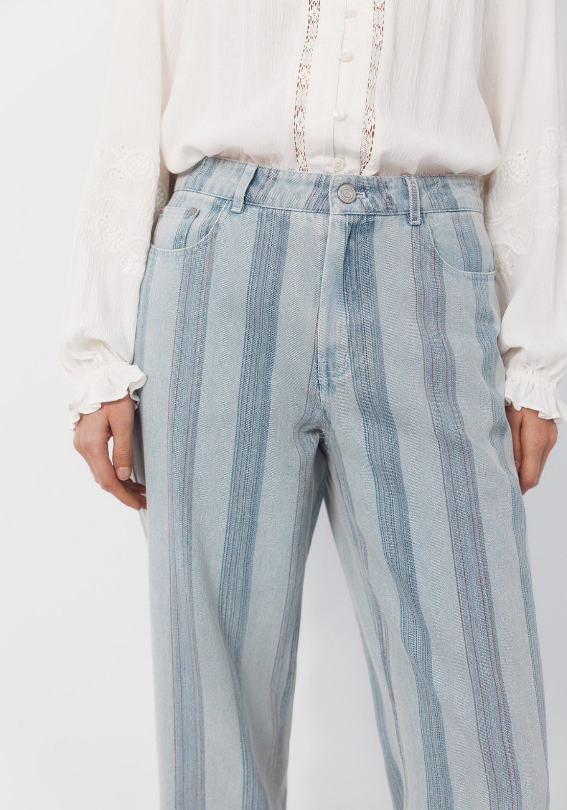 Cortefiel Straight Leg Striped Jeans - Blue 4 Shaws Department Stores