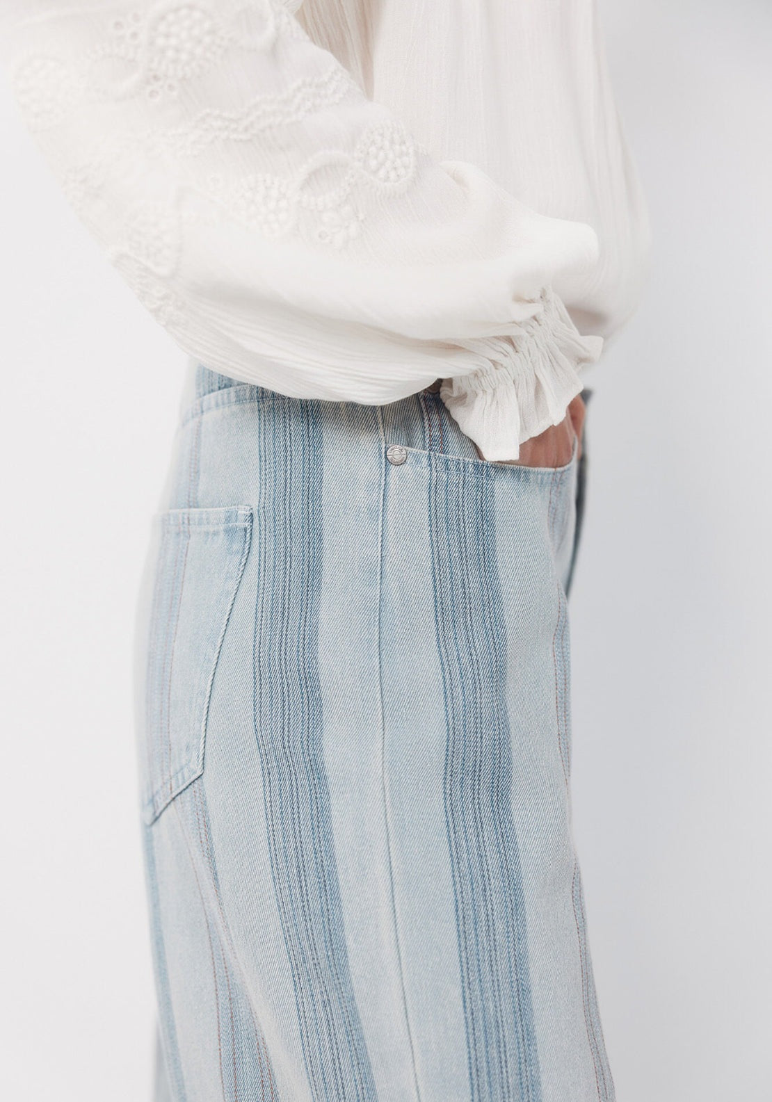 Cortefiel Straight Leg Striped Jeans - Blue 5 Shaws Department Stores