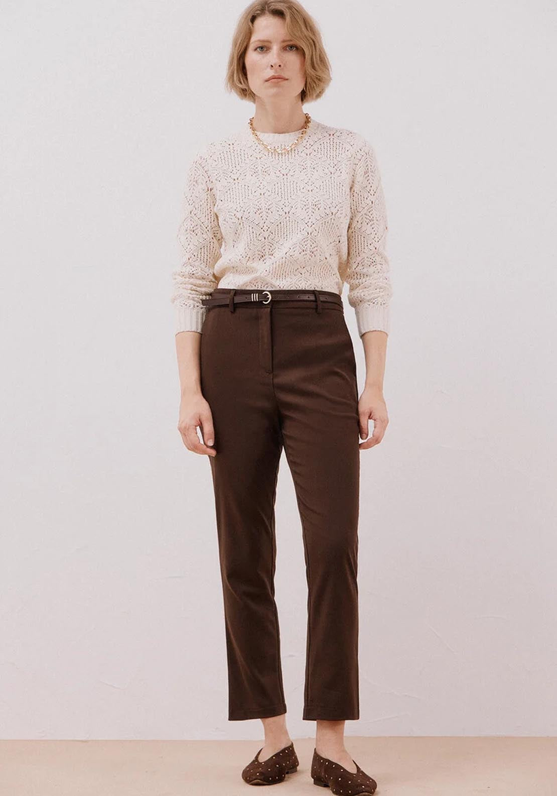 Flared Midi Skirt - Brown