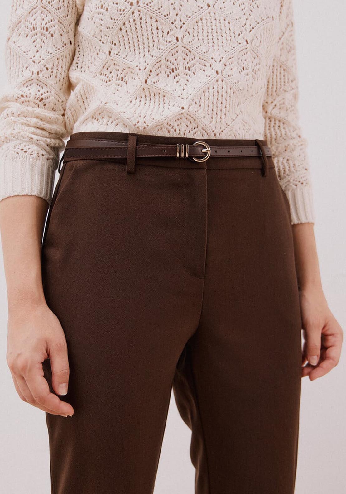 Flared Midi Skirt - Brown