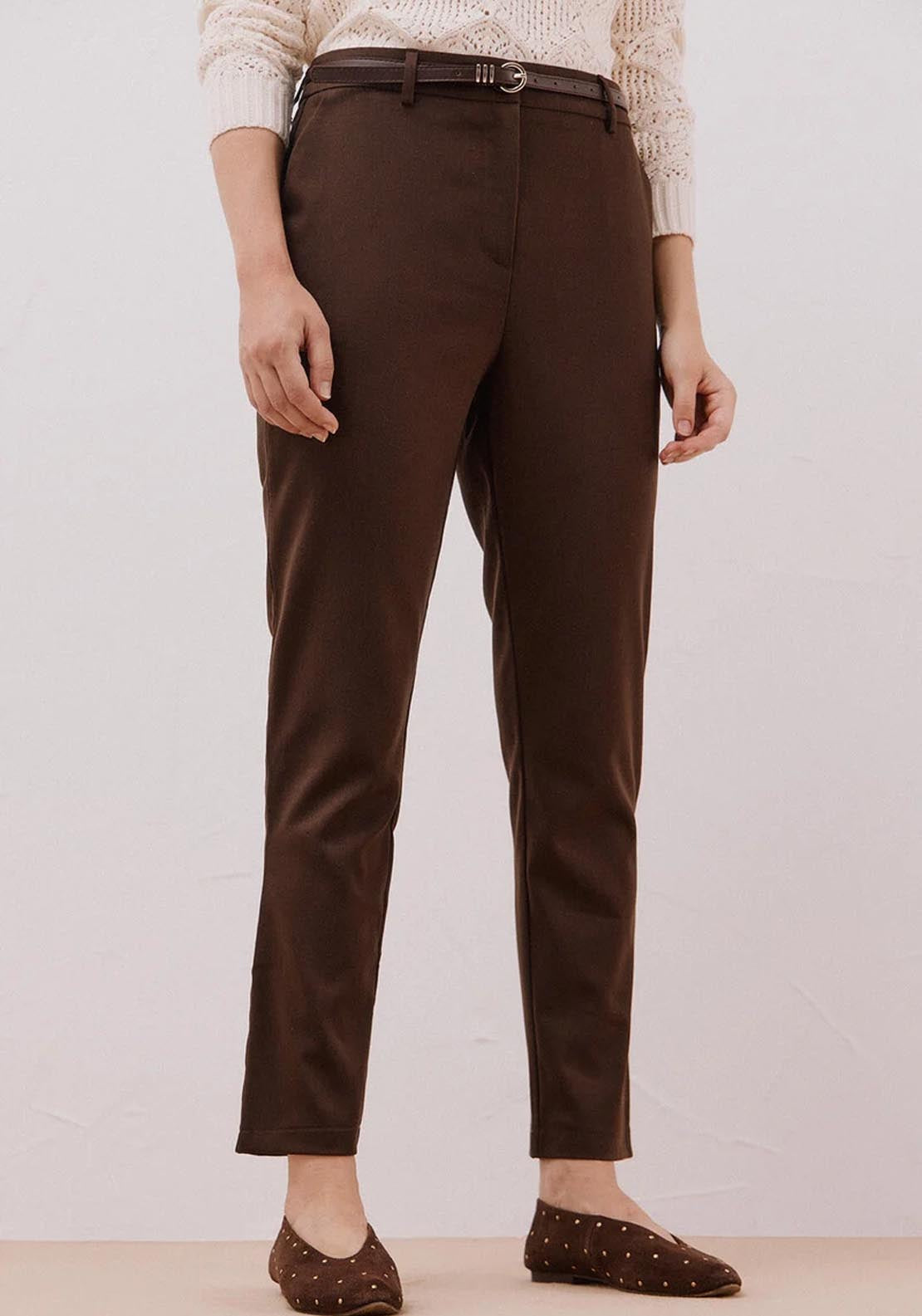 Flared Midi Skirt - Brown