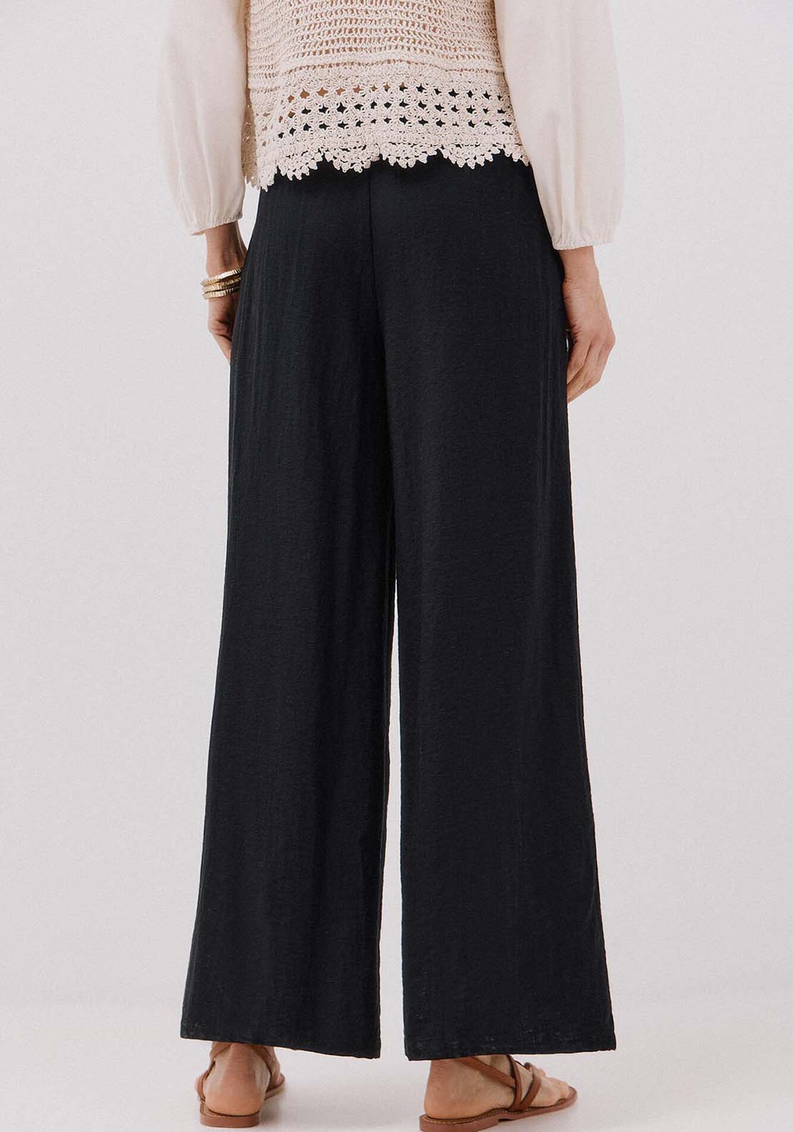 Floaty Wide Leg Trousers - Black