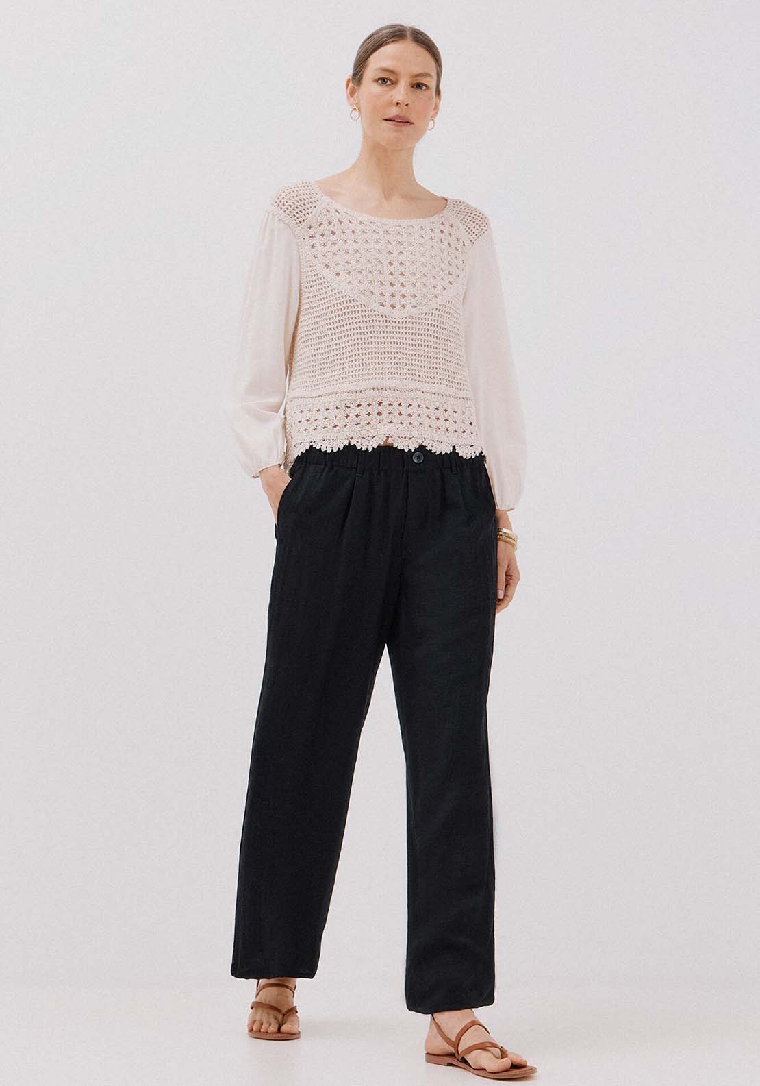 Floaty Wide Leg Trousers - Black