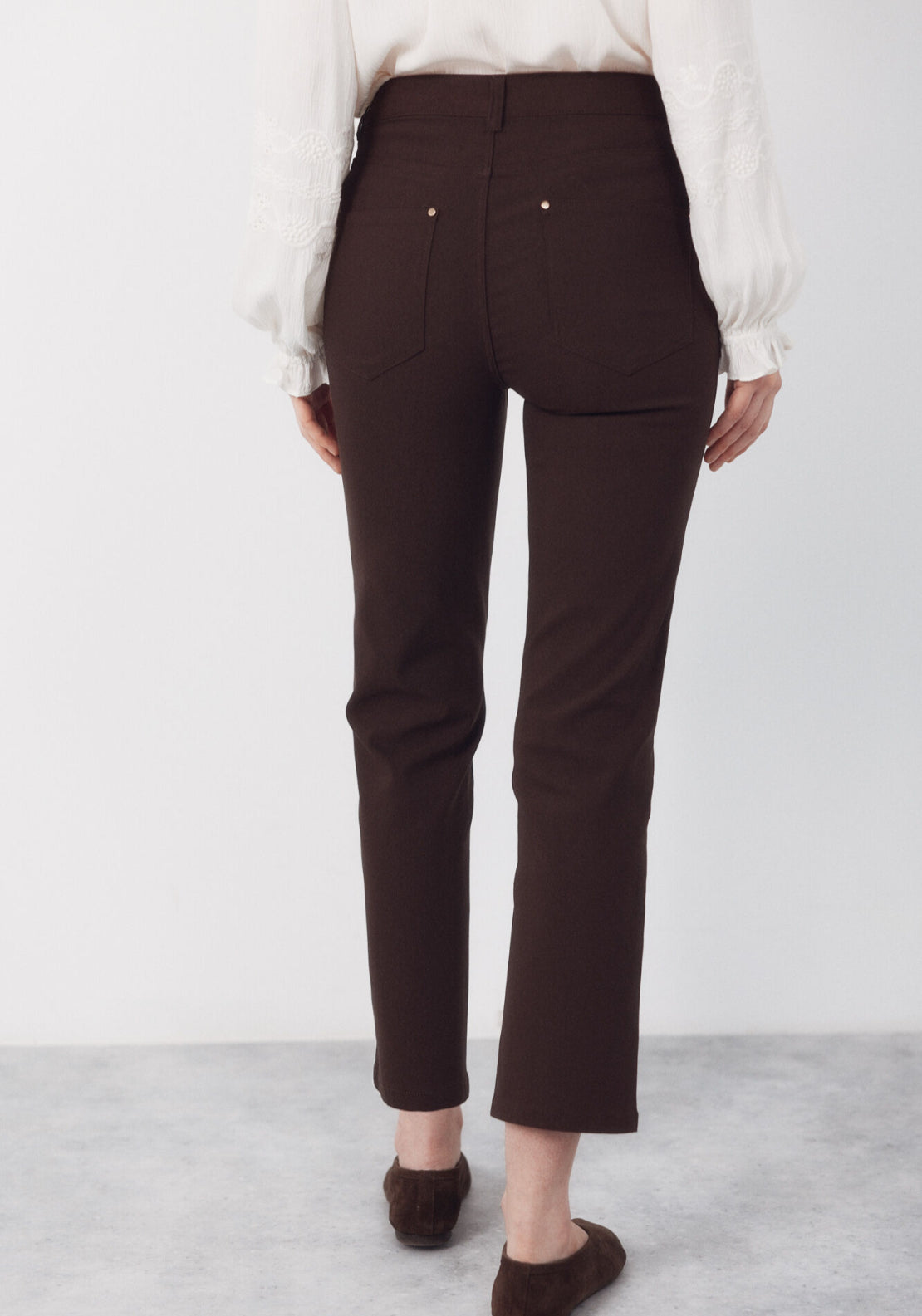 Skinny Trousers With Zips - Medium Brown