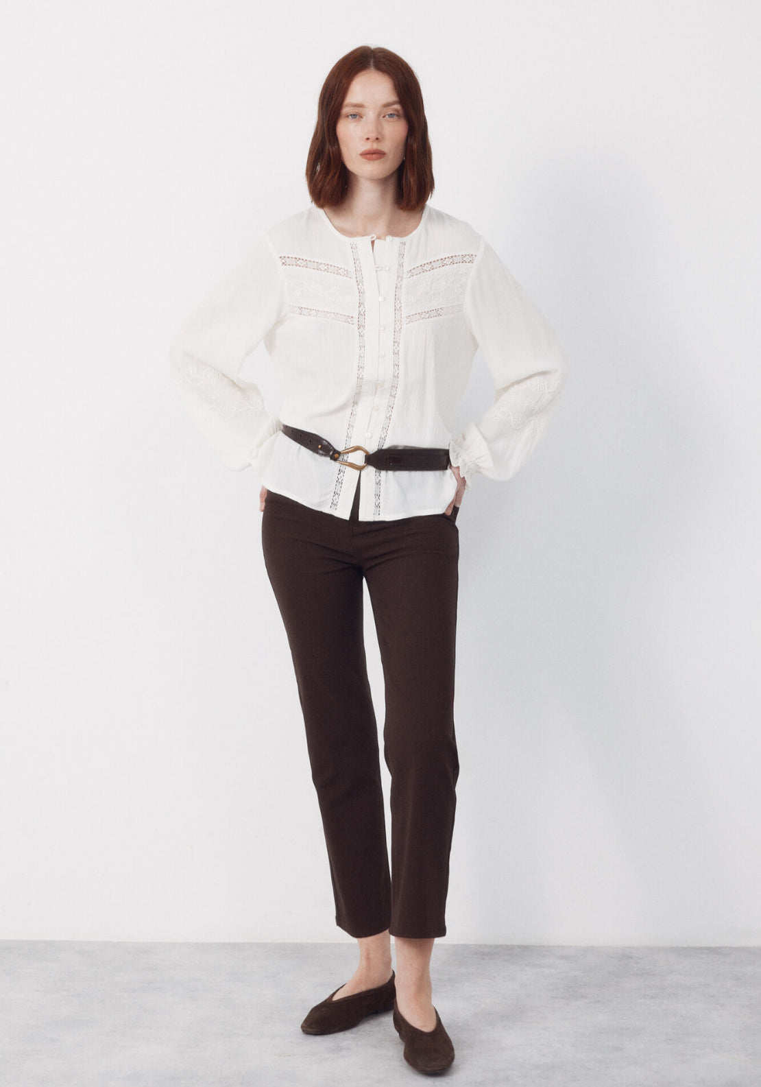 Skinny Trousers With Zips - Medium Brown