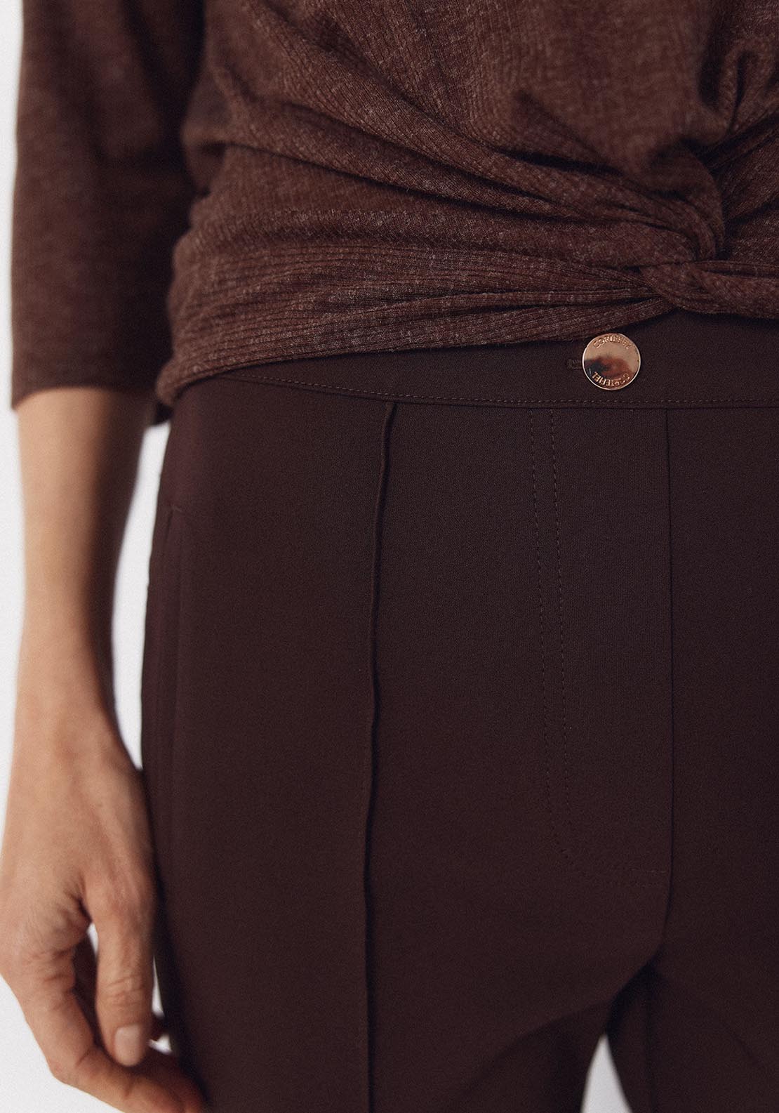 Skinny Stretch Trousers - Brown