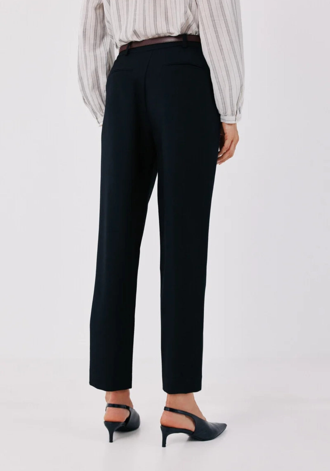Tailored Trousers With Belt - Black