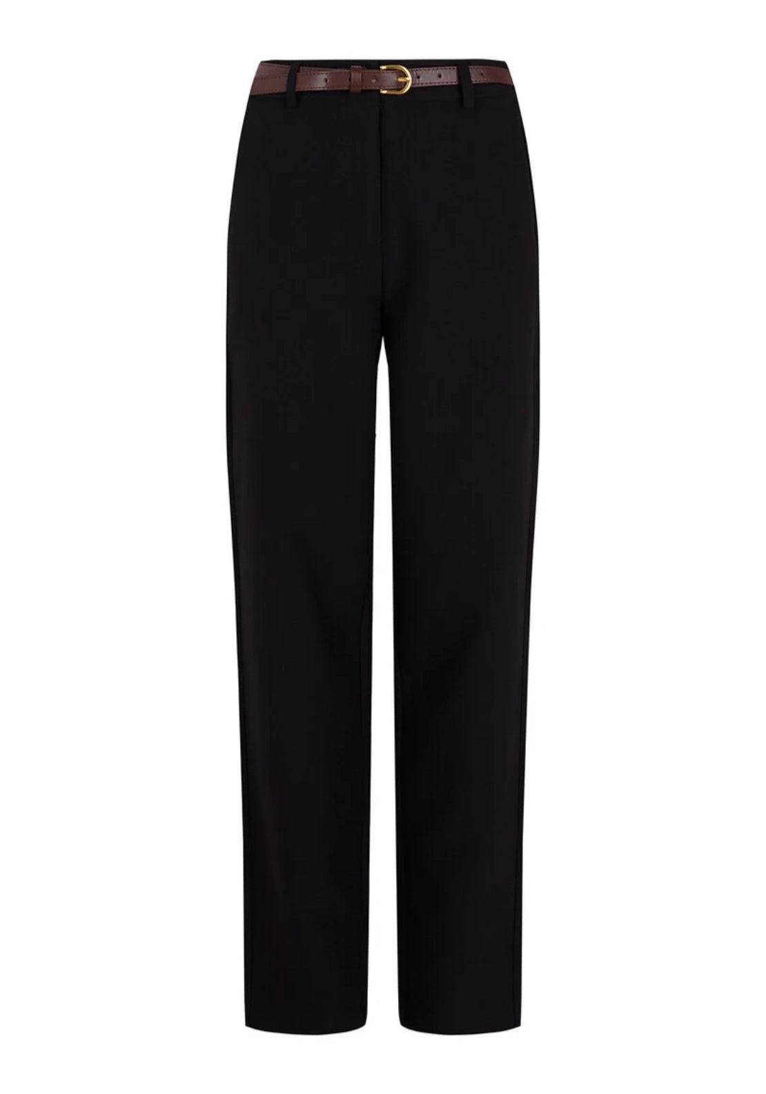 Tailored Trousers With Belt - Black