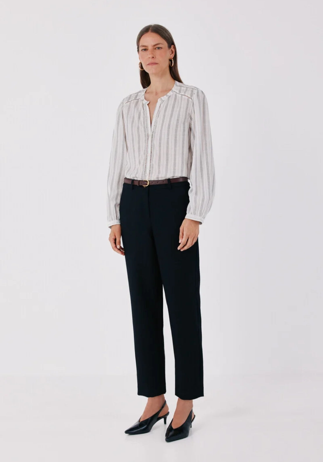Tailored Trousers With Belt - Black