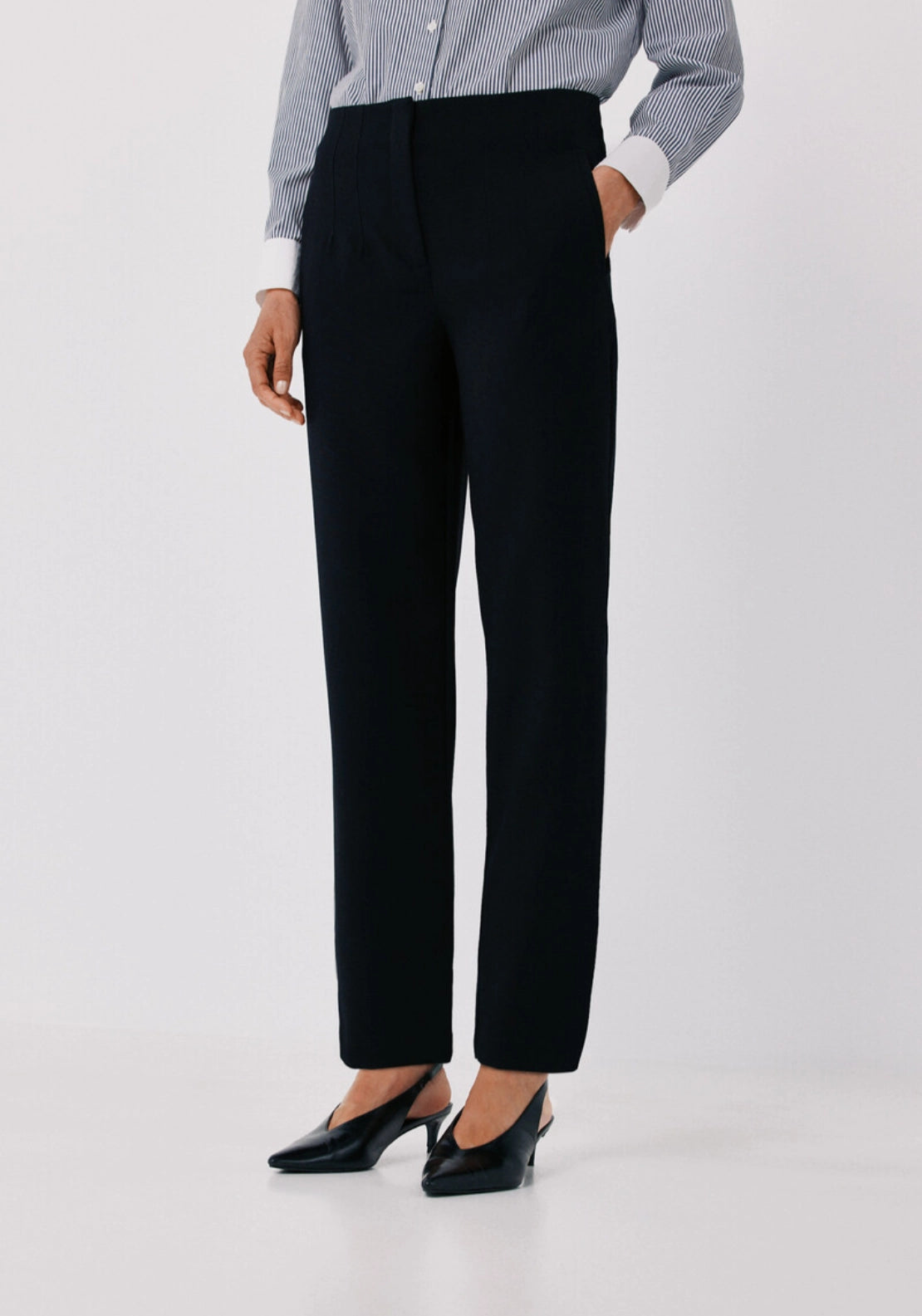 Cortefiel Tailored Slim Fit Trousers - Black 1 Shaws Department Stores