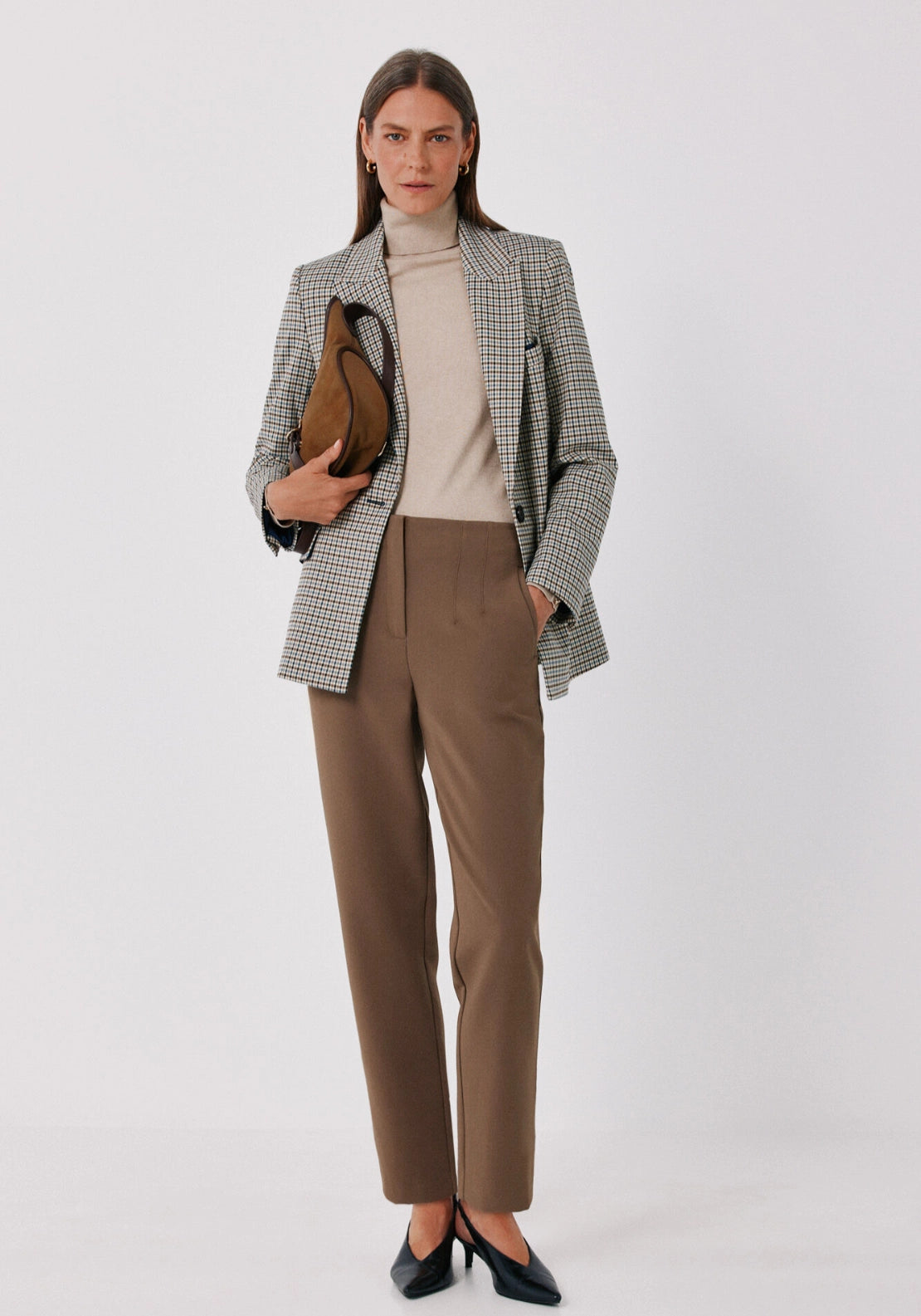 Tailored Slim Fit Trousers - Beige