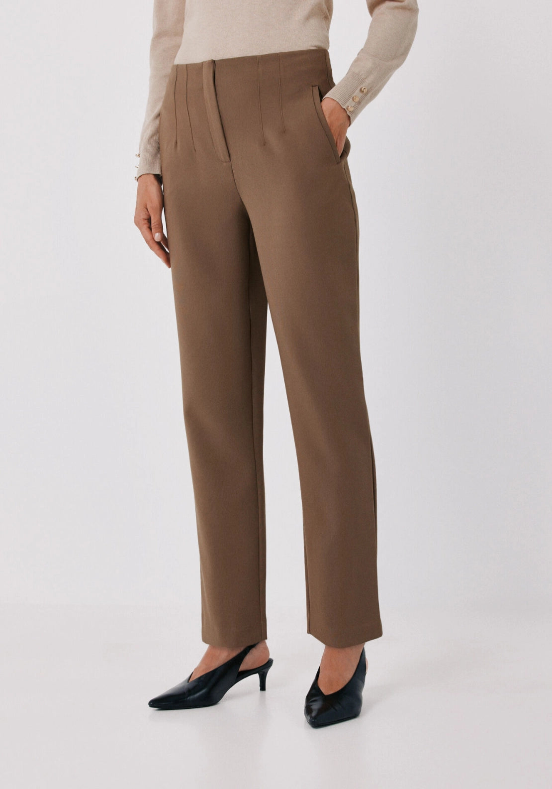 Tailored Slim Fit Trousers - Beige