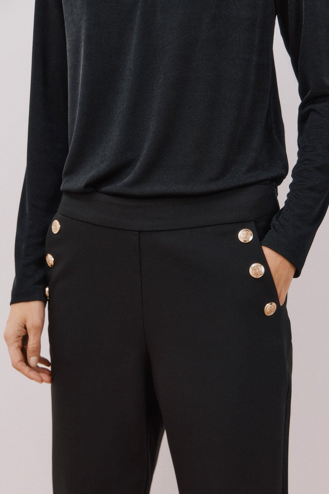 Cortefiel Button trousers - Black 3 Shaws Department Stores