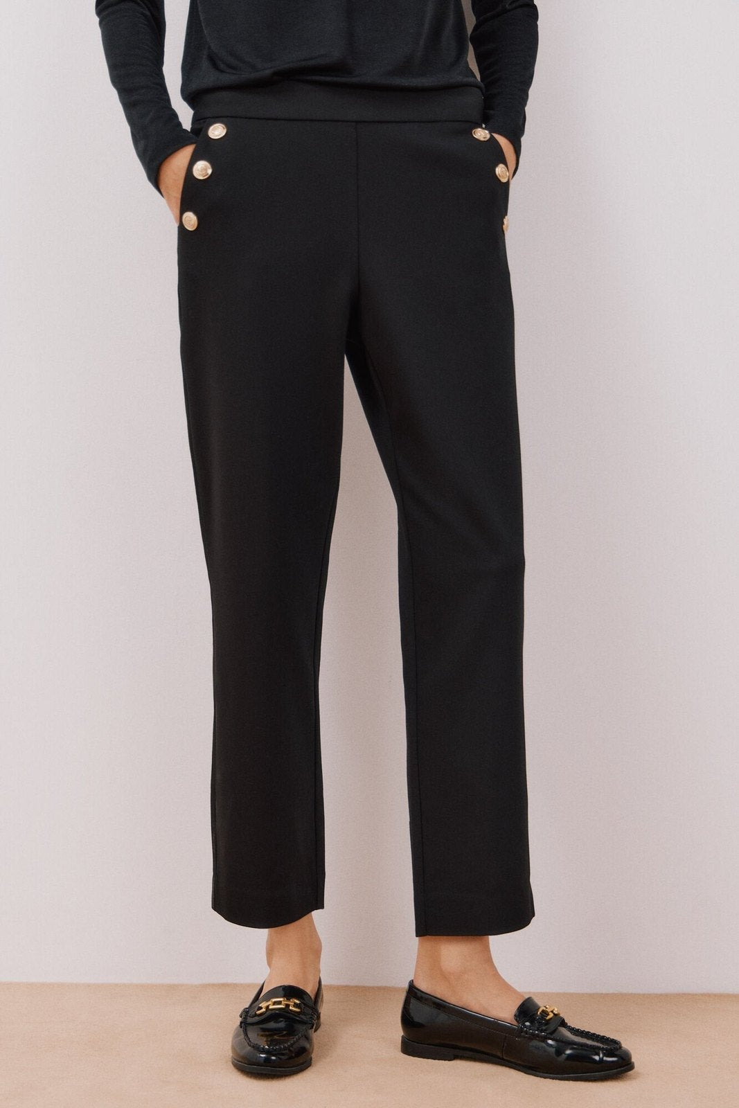 Cortefiel Button trousers - Black 1 Shaws Department Stores