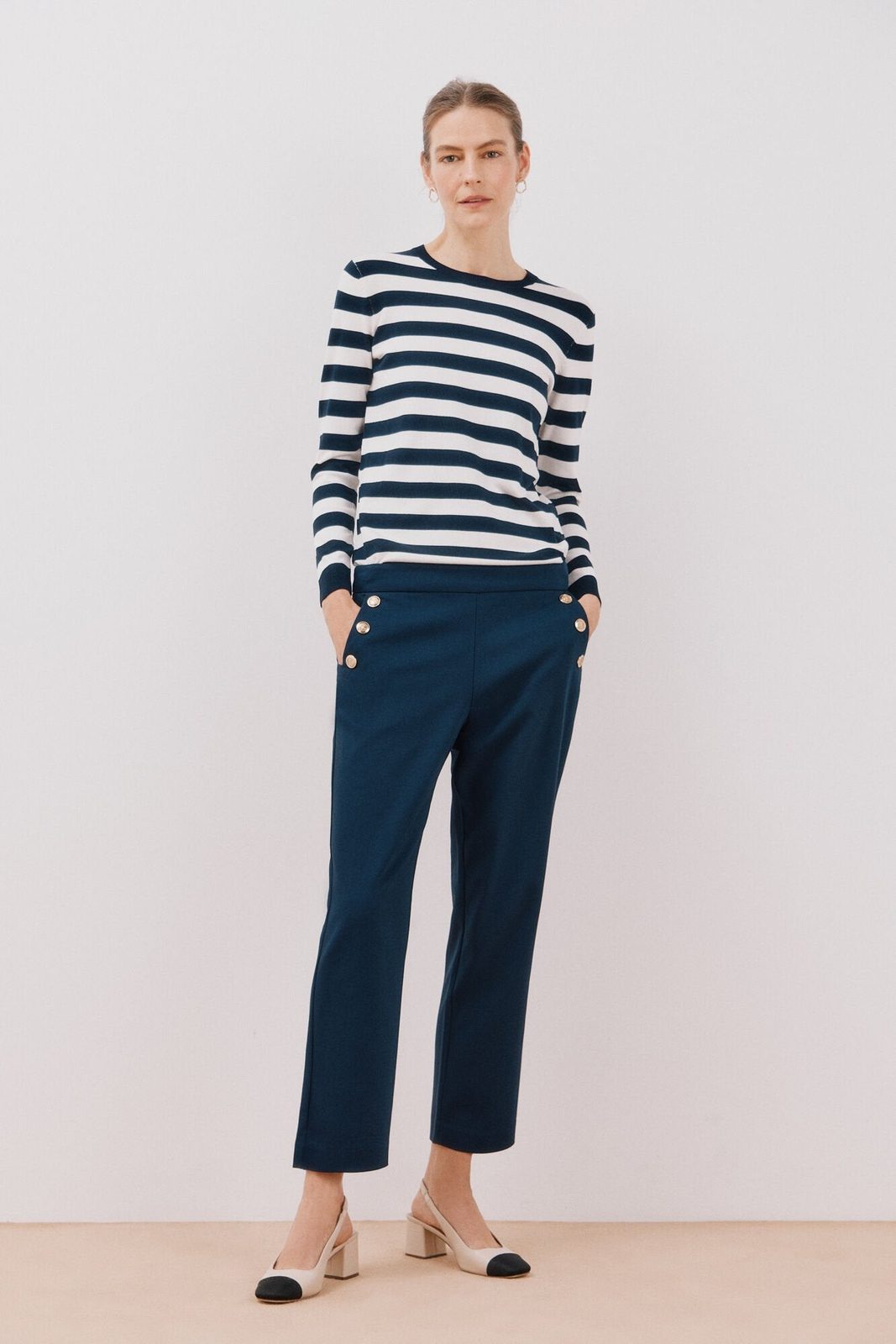 Cortefiel Button trousers - Navy 5 Shaws Department Stores
