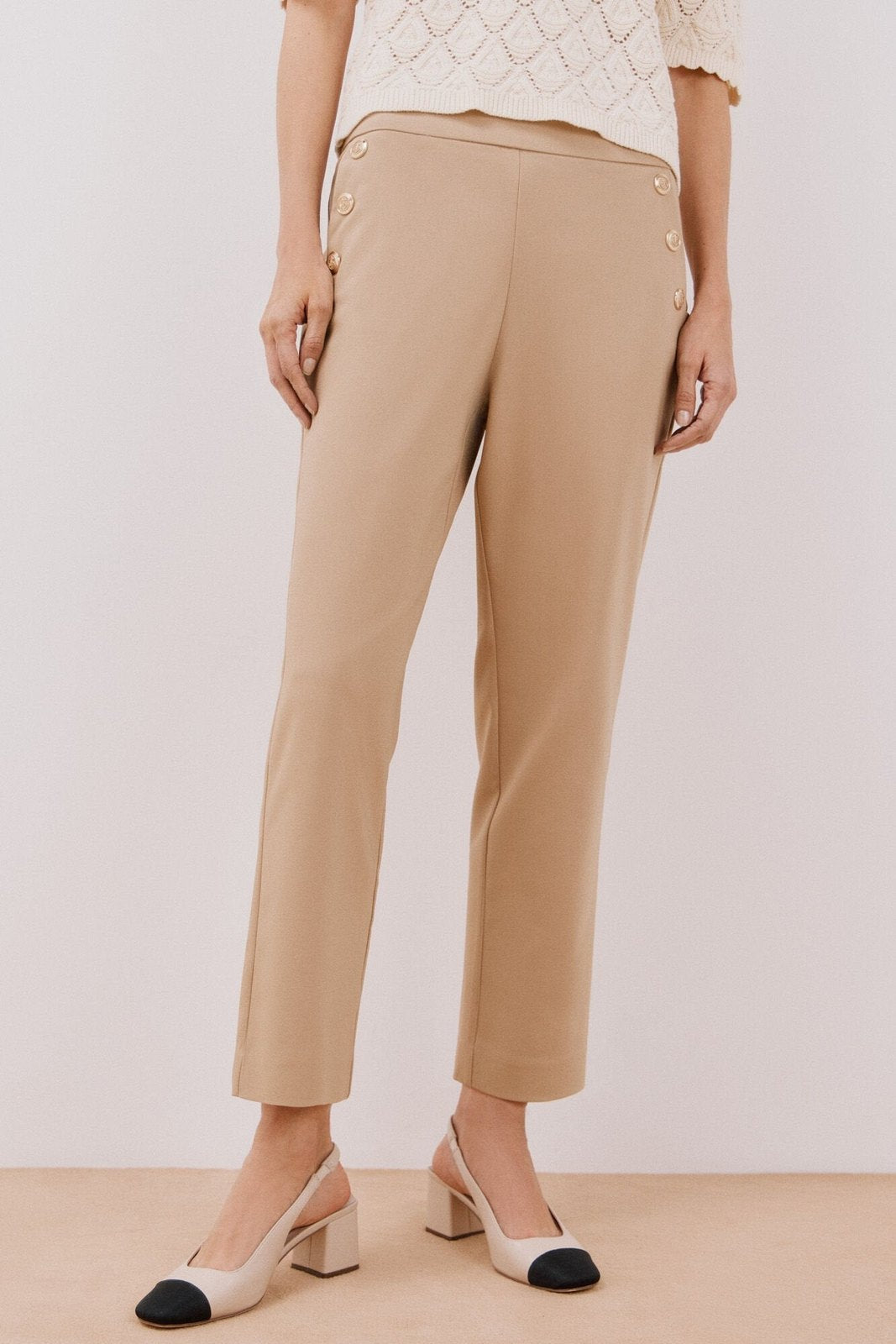 Cortefiel Button trousers - Beige 1 Shaws Department Stores