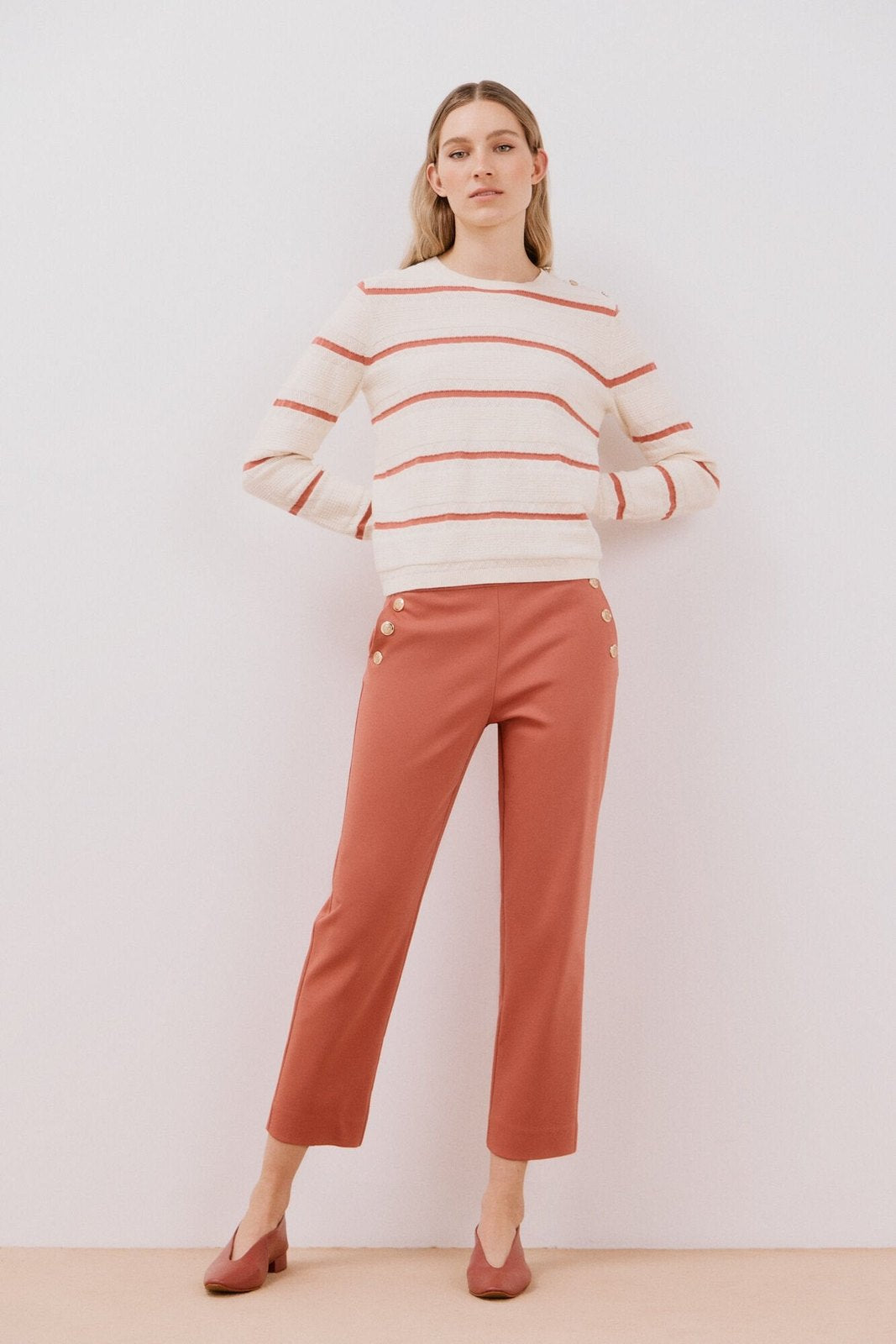 Cortefiel Button trousers - Pink 4 Shaws Department Stores