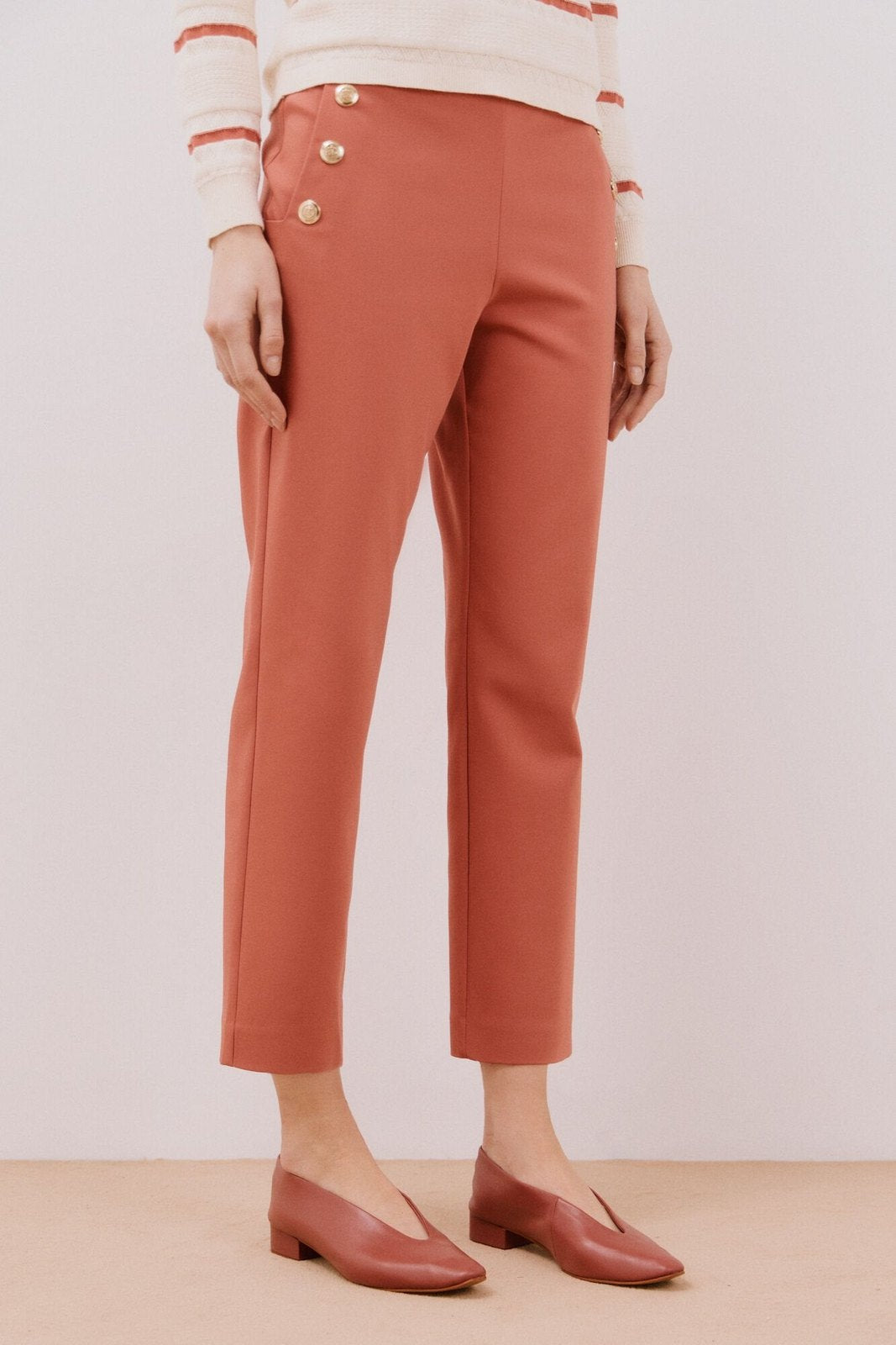 Cortefiel Button trousers - Pink 1 Shaws Department Stores