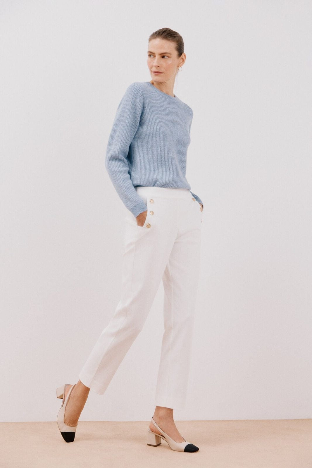 Cortefiel Button trousers - Ivory 4 Shaws Department Stores