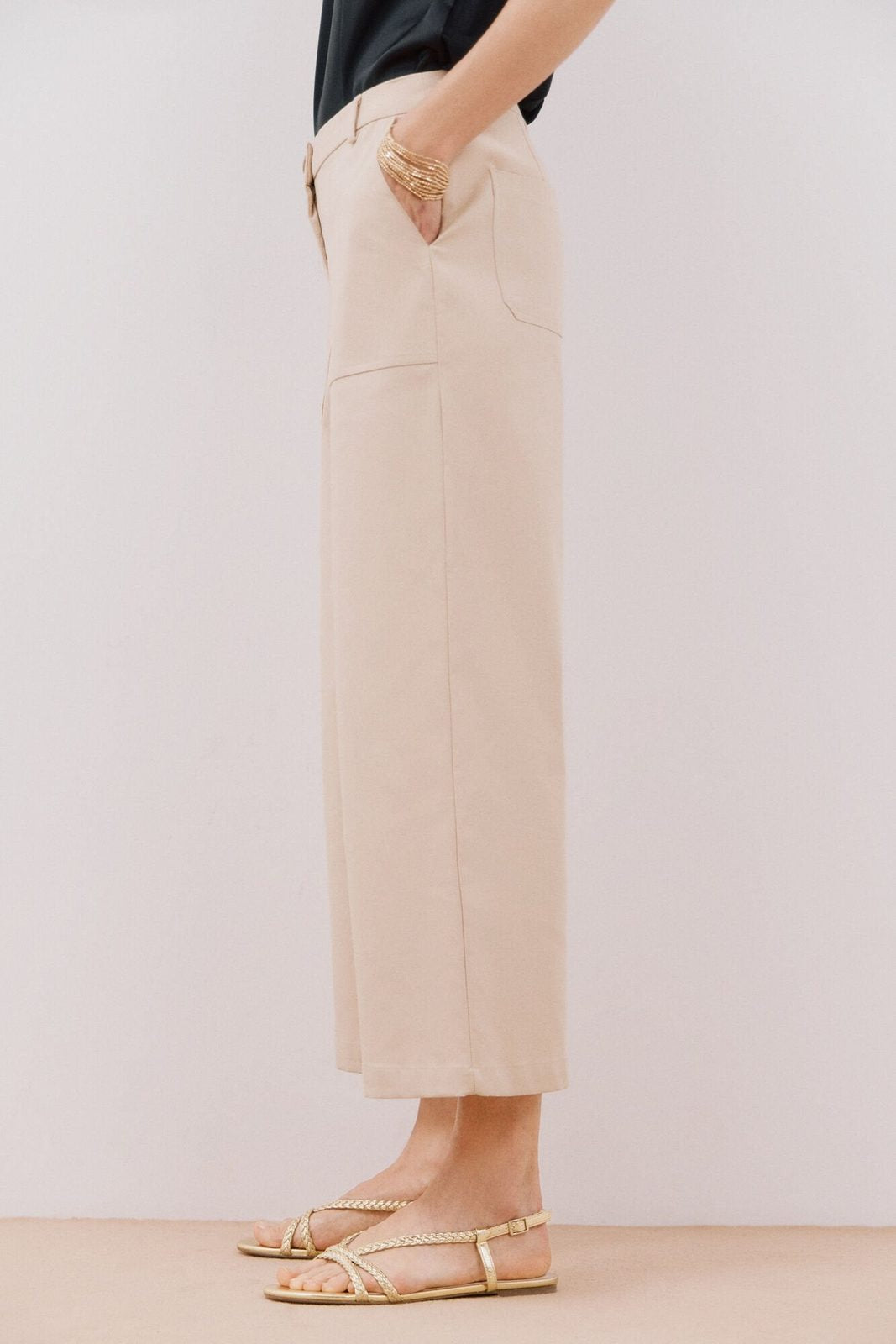 Cortefiel Trousers With Front Pockets - Beige 3 Shaws Department Stores