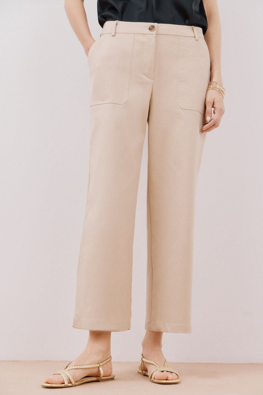Cortefiel Trousers With Front Pockets - Beige 1 Shaws Department Stores
