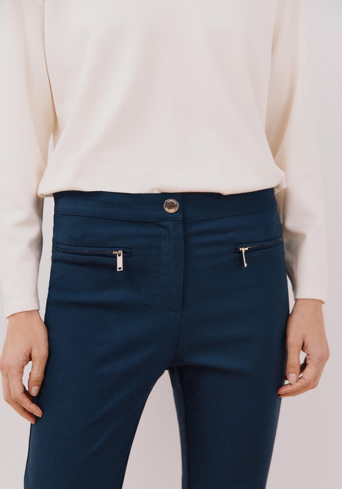Cortefiel Super Stretch Skinny Pants - Navy 3 Shaws Department Stores
