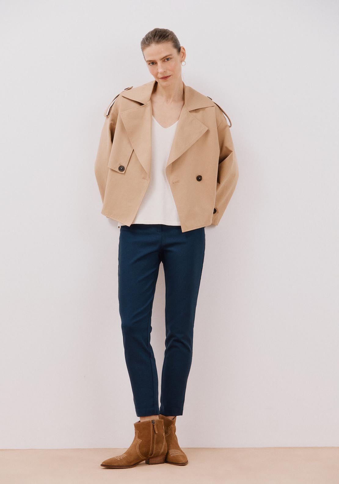 Cortefiel Super Stretch Skinny Pants - Navy 4 Shaws Department Stores