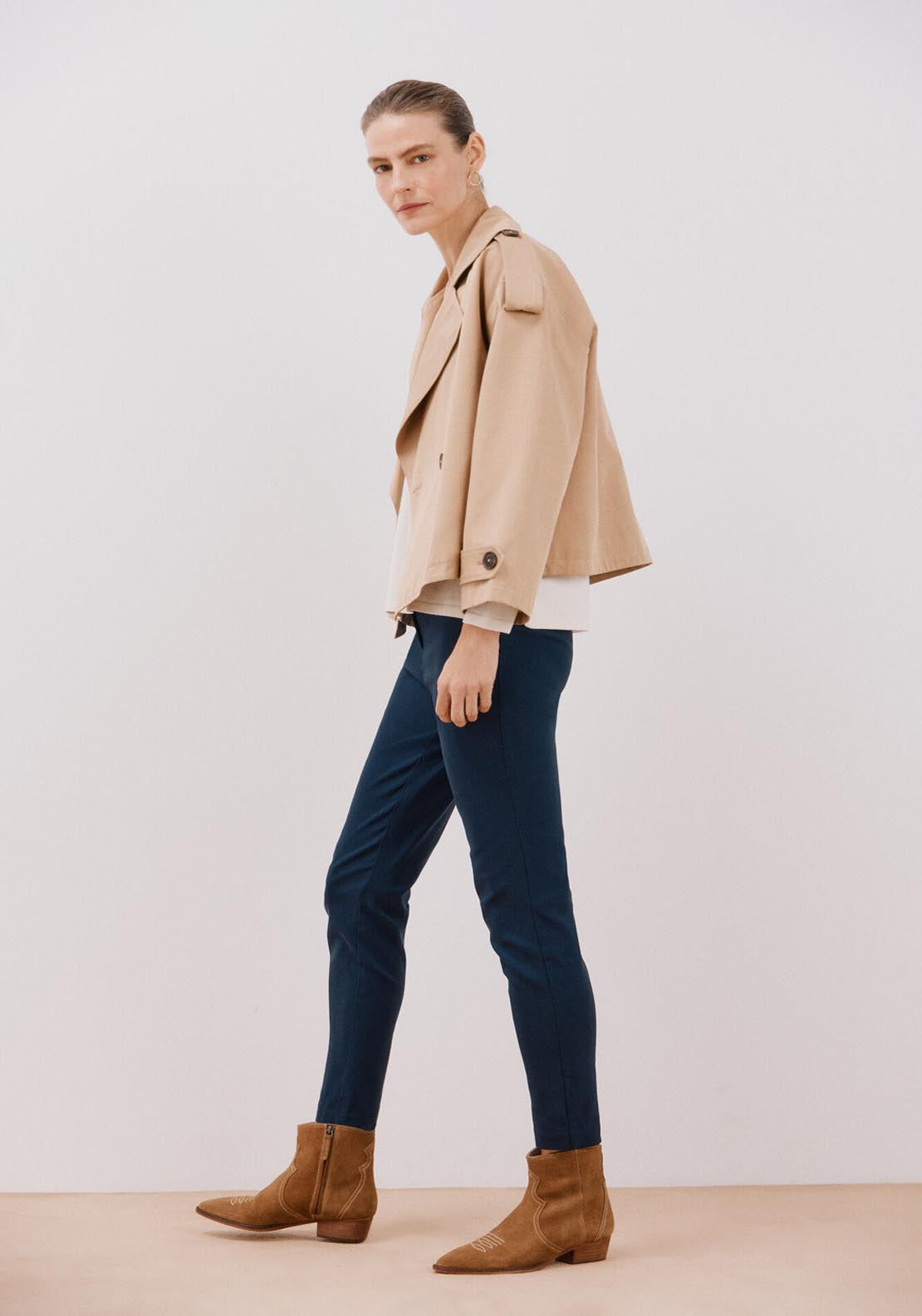 Cortefiel Super Stretch Skinny Pants - Navy 5 Shaws Department Stores