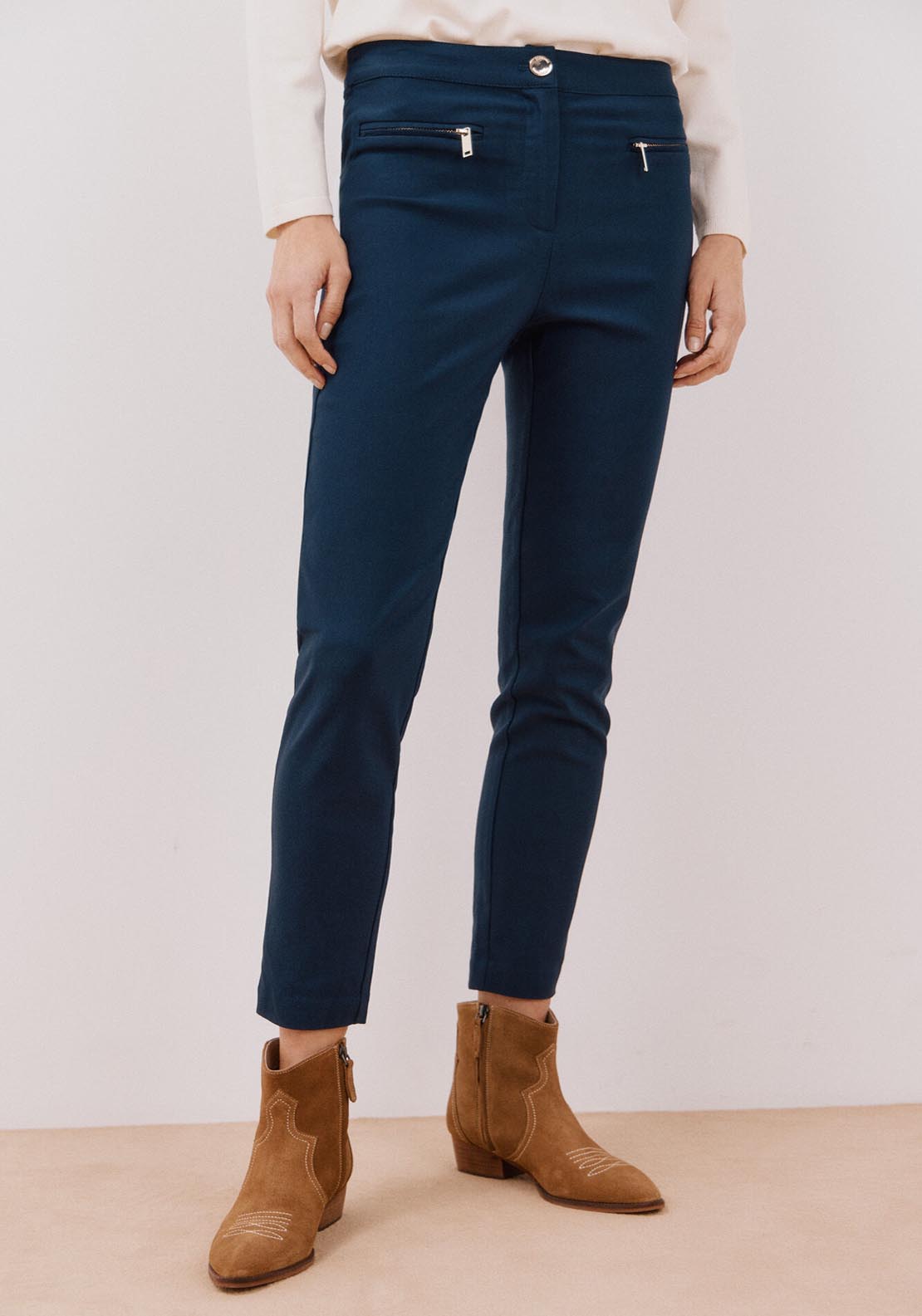 Cortefiel Super Stretch Skinny Pants - Navy 1 Shaws Department Stores