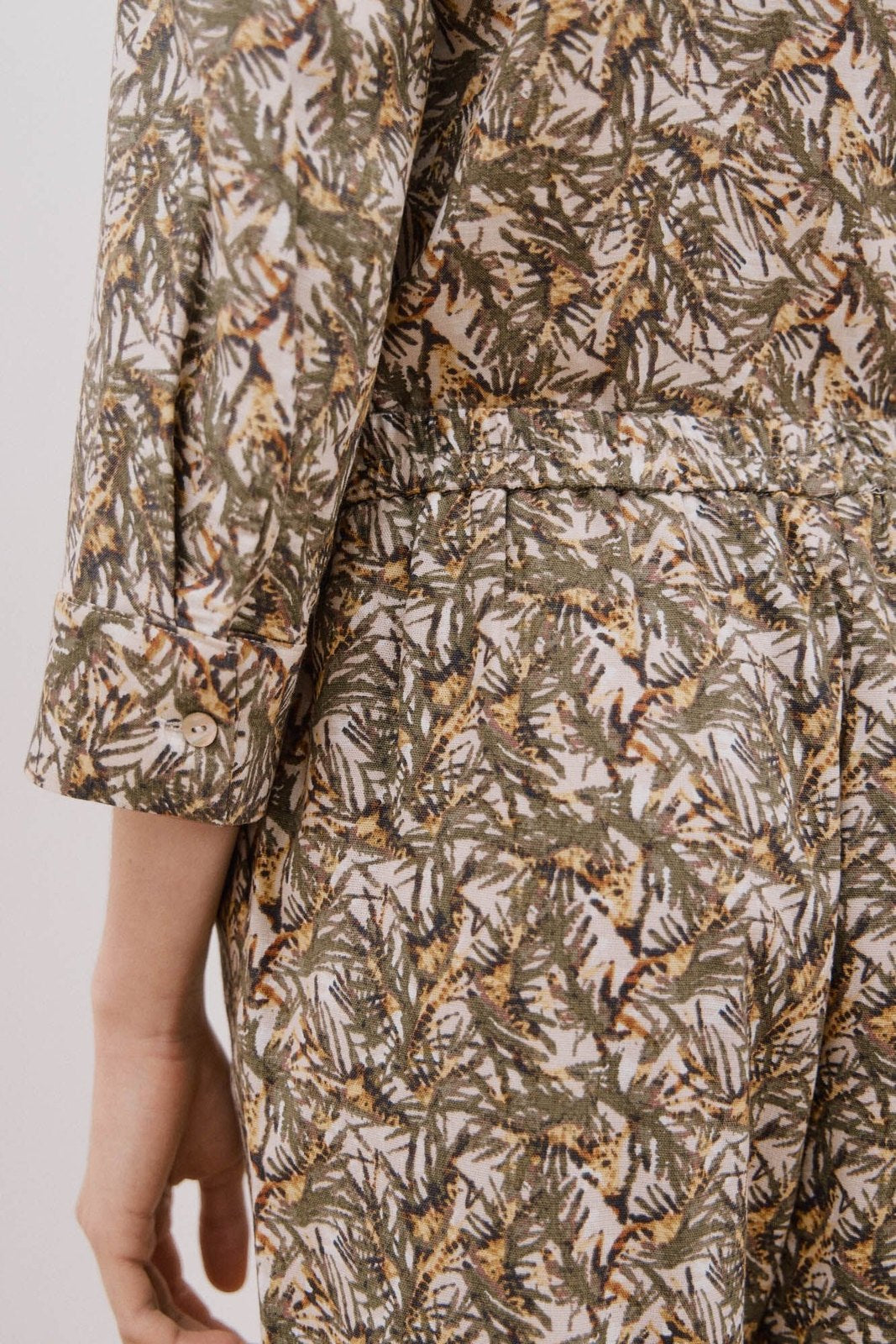 Cortefiel Printed Fluid Trousers - Green Print 11 Shaws Department Stores