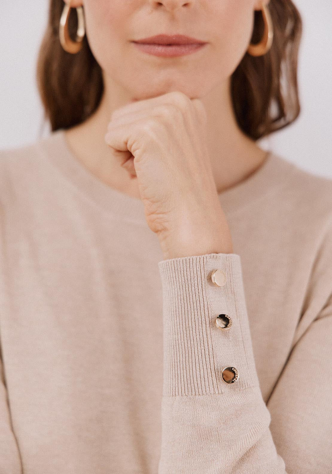 Short Sleeve Sweater - Beige