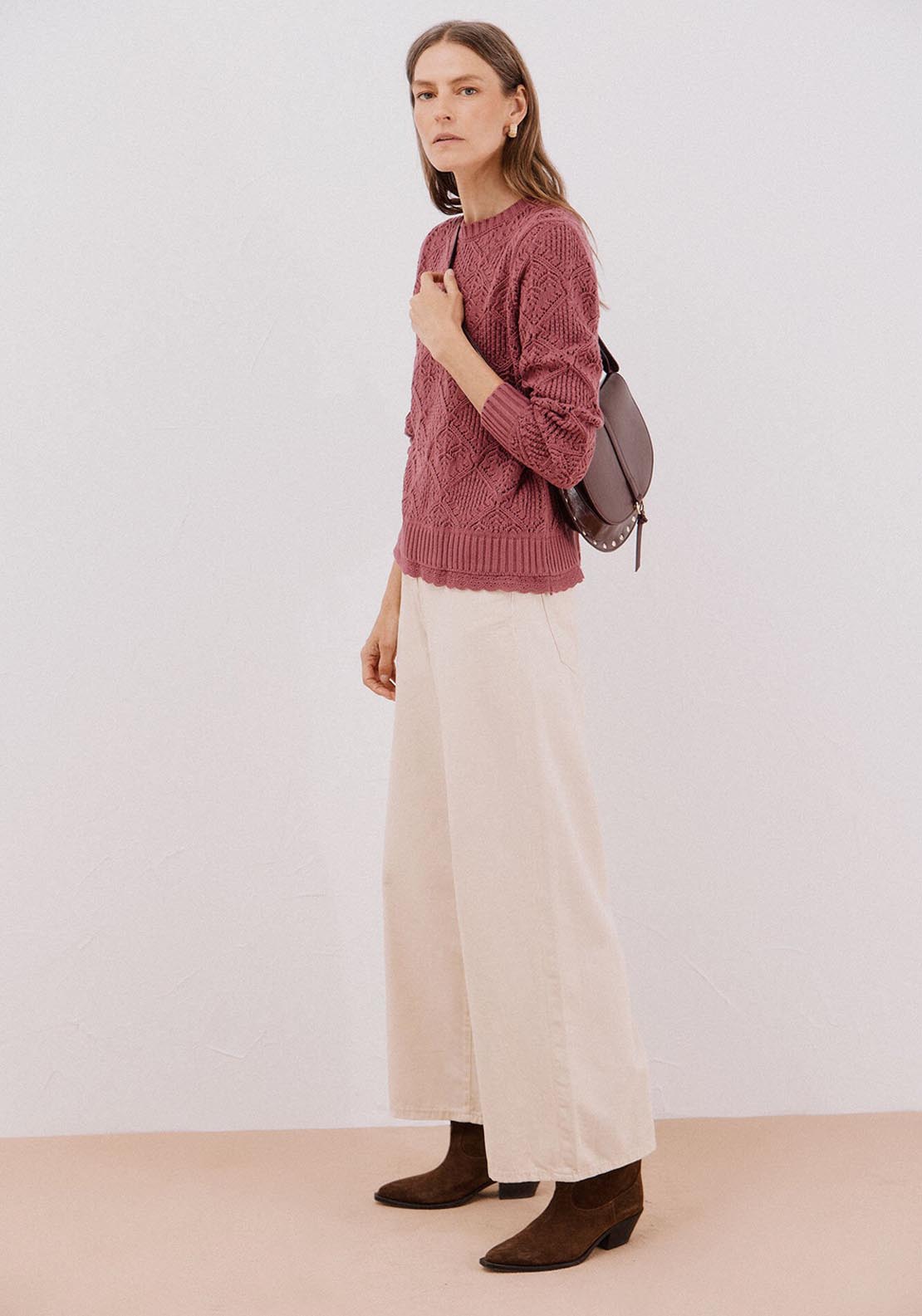 Cortefiel Combined Openwork Sweater - Red 5 Shaws Department Stores