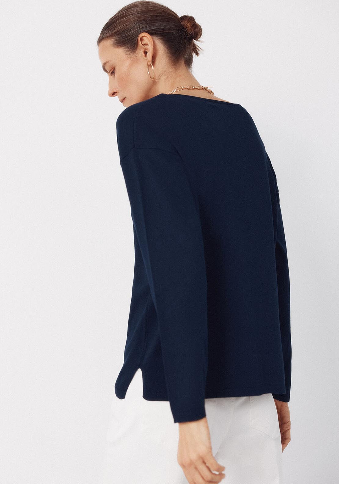 Cortefiel V Neck Striped Jumper - Blue 3 Shaws Department Stores