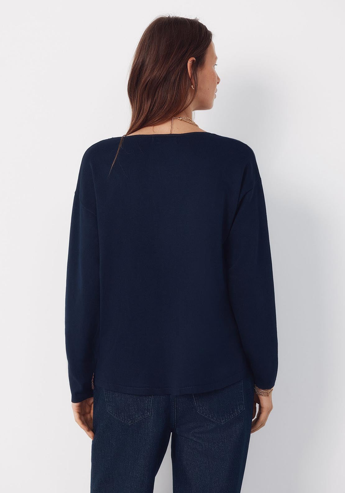 Cortefiel V Neck Striped Jumper - Blue 2 Shaws Department Stores