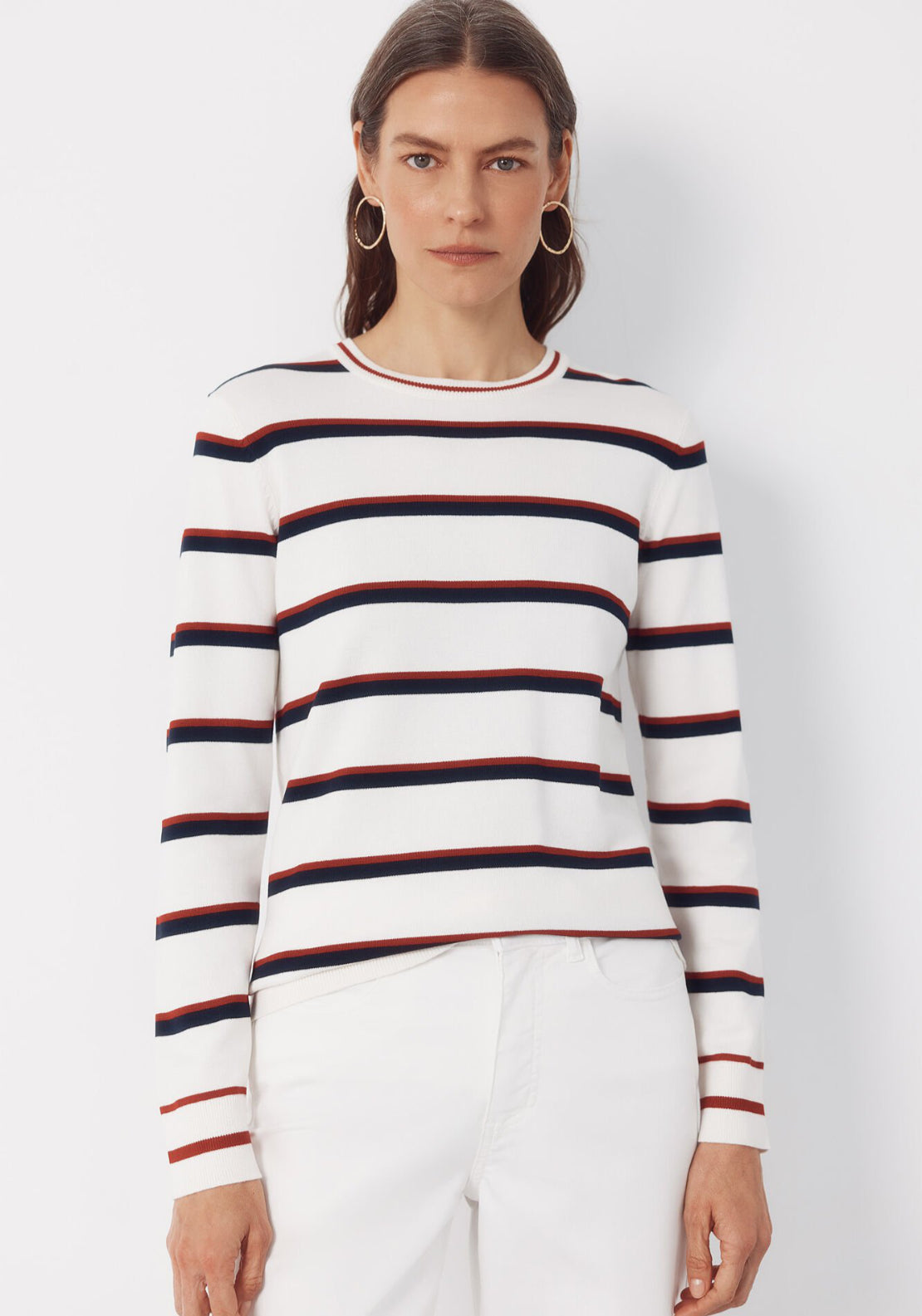 Cortefiel Striped Jersey Knit Jumper - Red 1 Shaws Department Stores